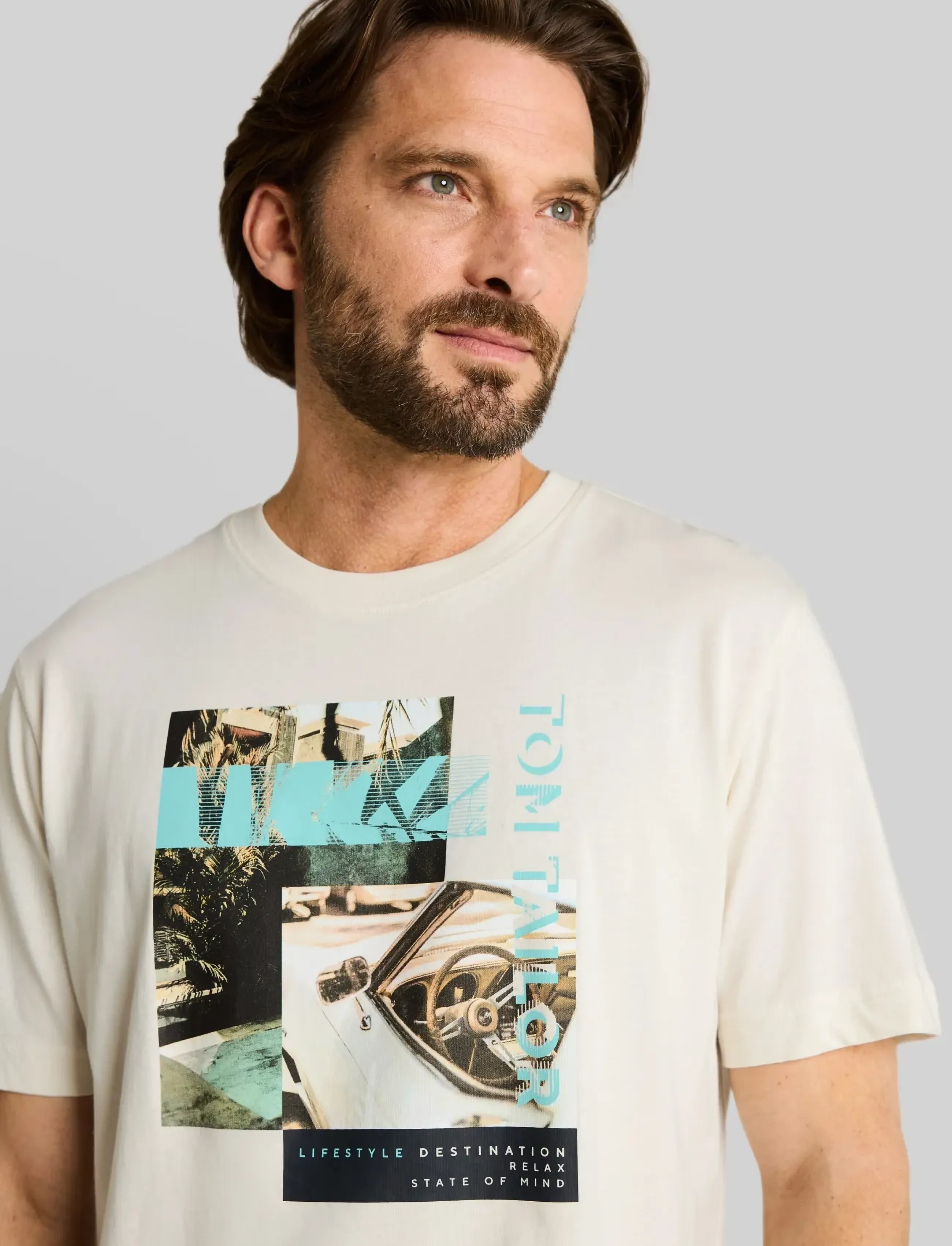 Tom Tailor - photoprint t-shirt - kurzärmelig - gardenia white - 3