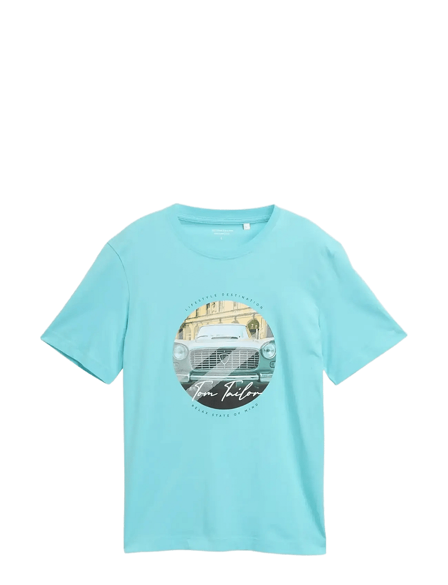 Tom Tailor - photoprint t-shirt - kurzärmelige t-shirts - river teal - 1