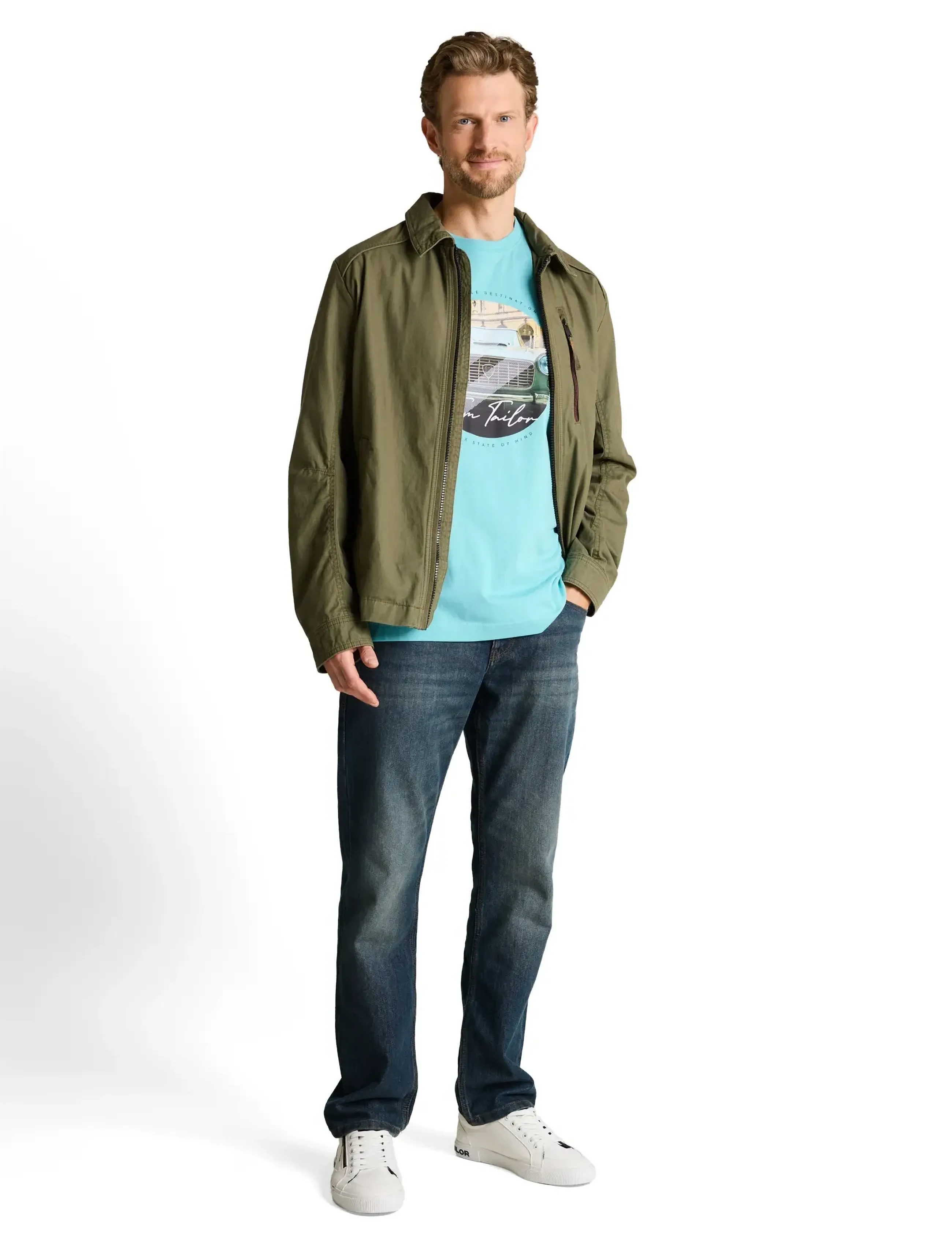 Tom Tailor Photoprint T-Shirt, Mænd, Fotoprint T-Shirt, Blå, Str: M