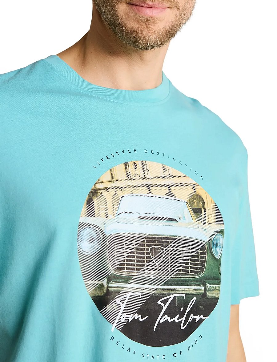 Tom Tailor - photoprint t-shirt - kurzärmelige t-shirts - river teal - 4