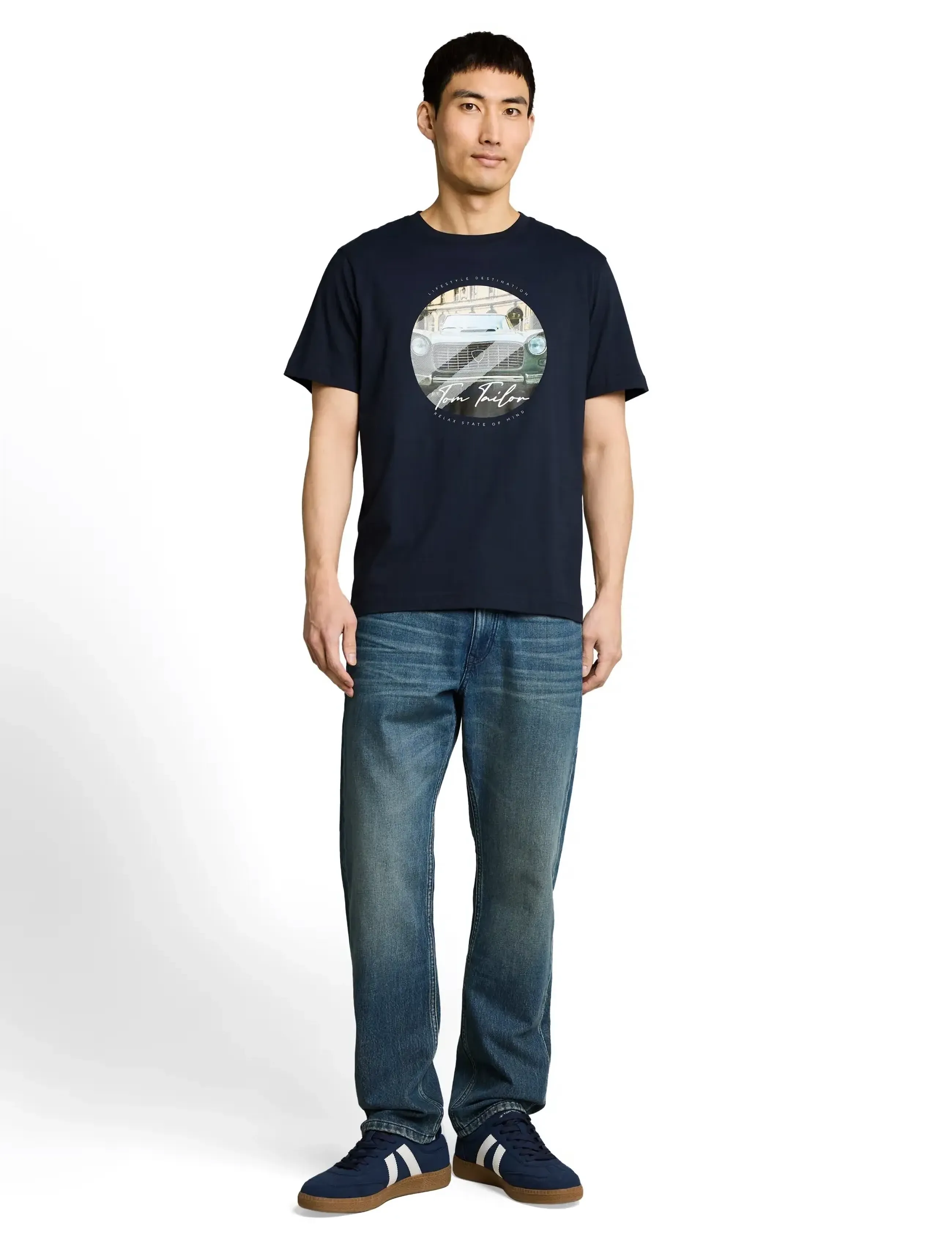 Tom Tailor Photoprint T-Shirt, Mænd, Fotoprint T-Shirt, Navy, Str: S