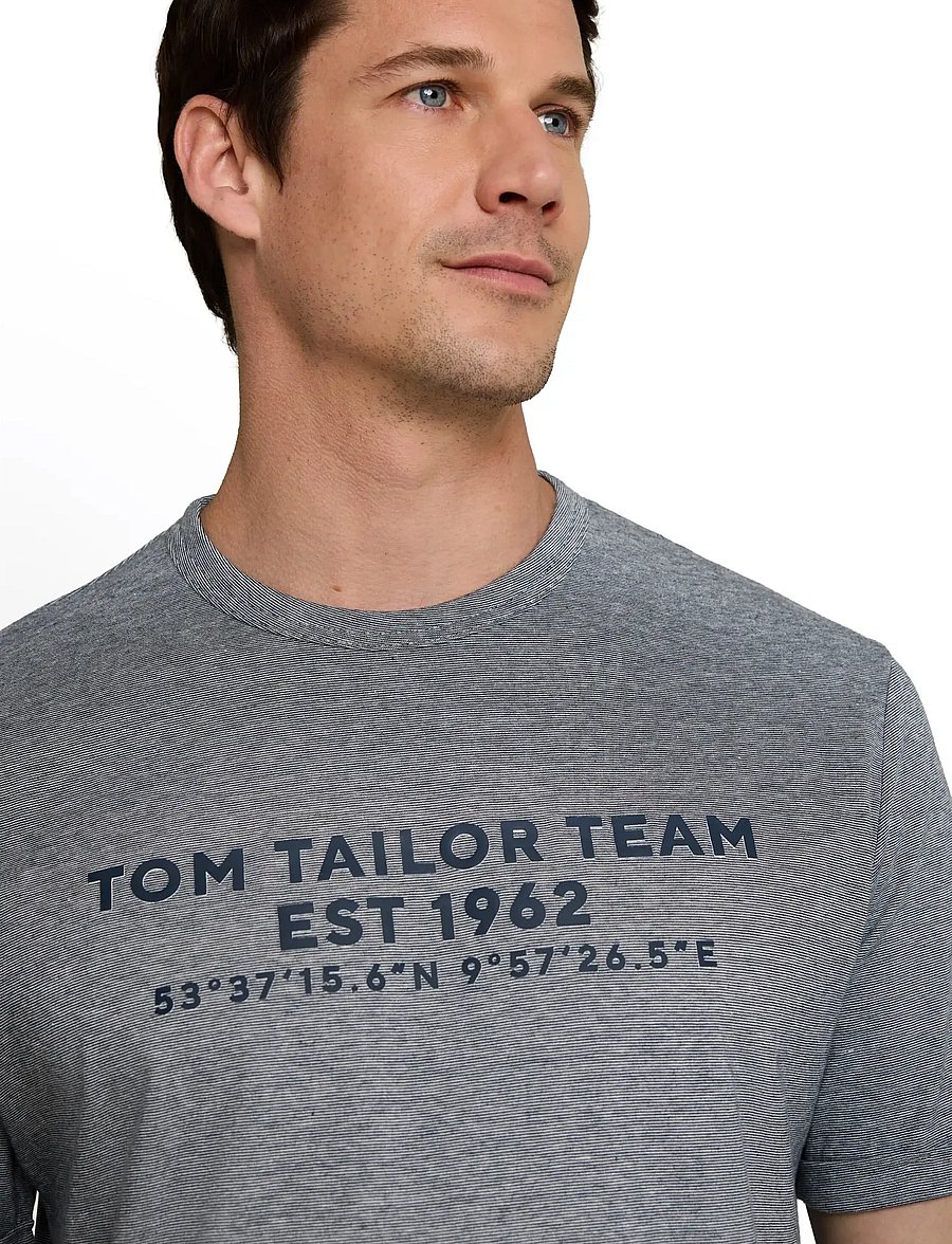 Tom Tailor - printed t-shirt - kortärmade t-shirts - navy white stripes - 4