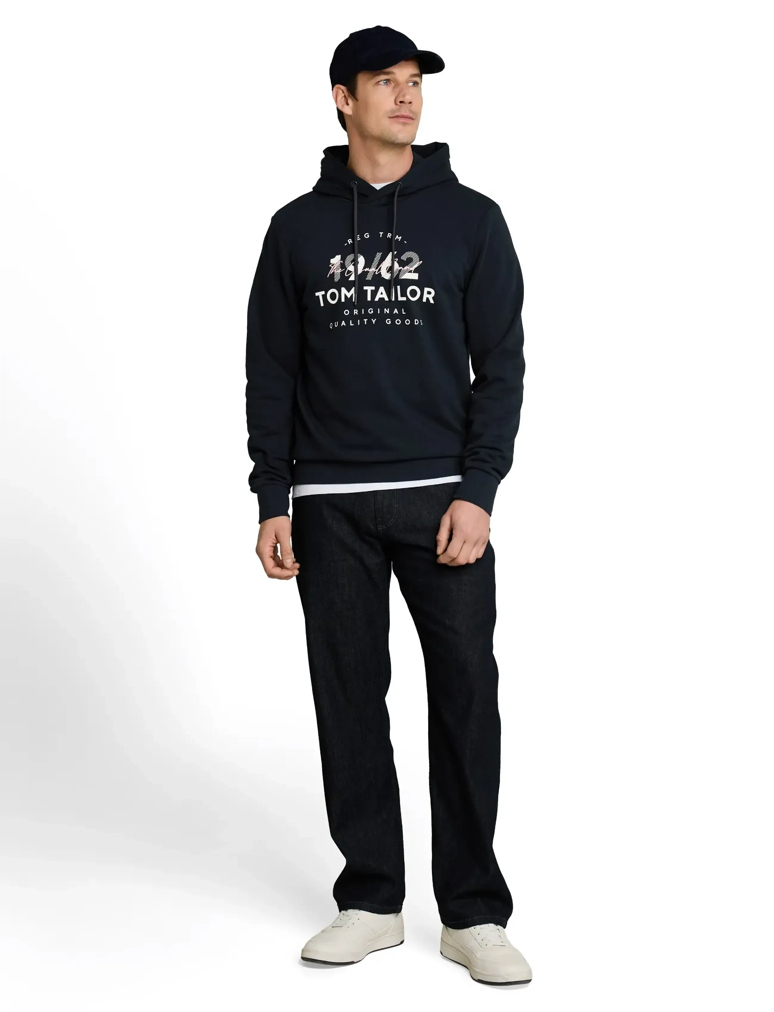 Tom Tailor Printed Hoodie, Mænd, Trykt Hættetrøje, Navy, Str: XL