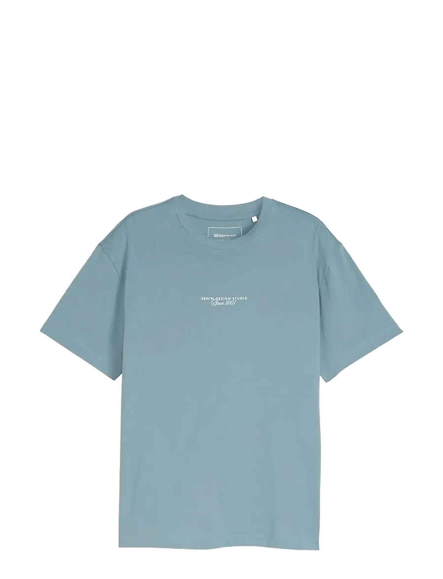Tom Tailor - relaxed printed t-shirt - kortärmade t-shirts - citadel blue - 1
