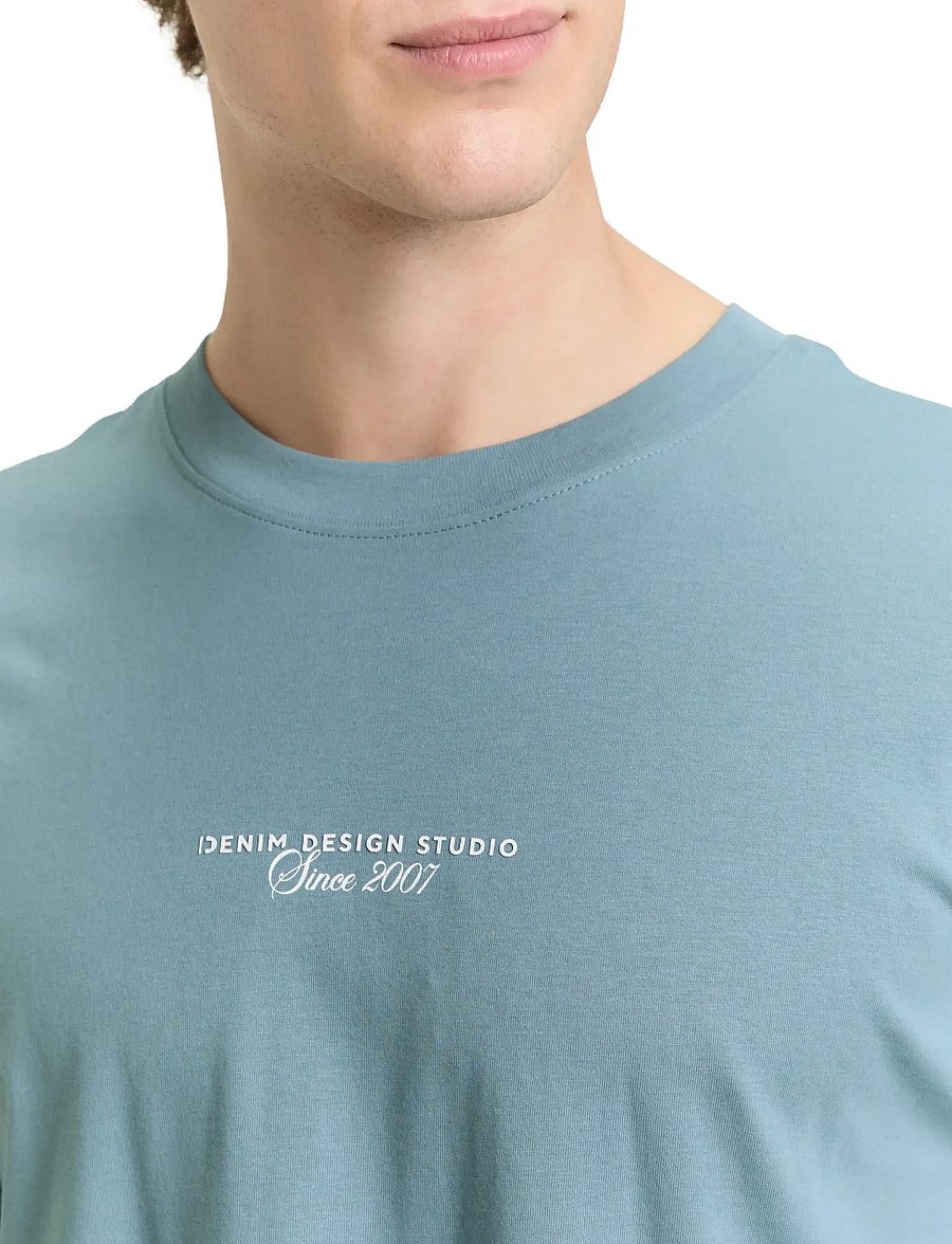 Tom Tailor - relaxed printed t-shirt - kortärmade t-shirts - citadel blue - 5