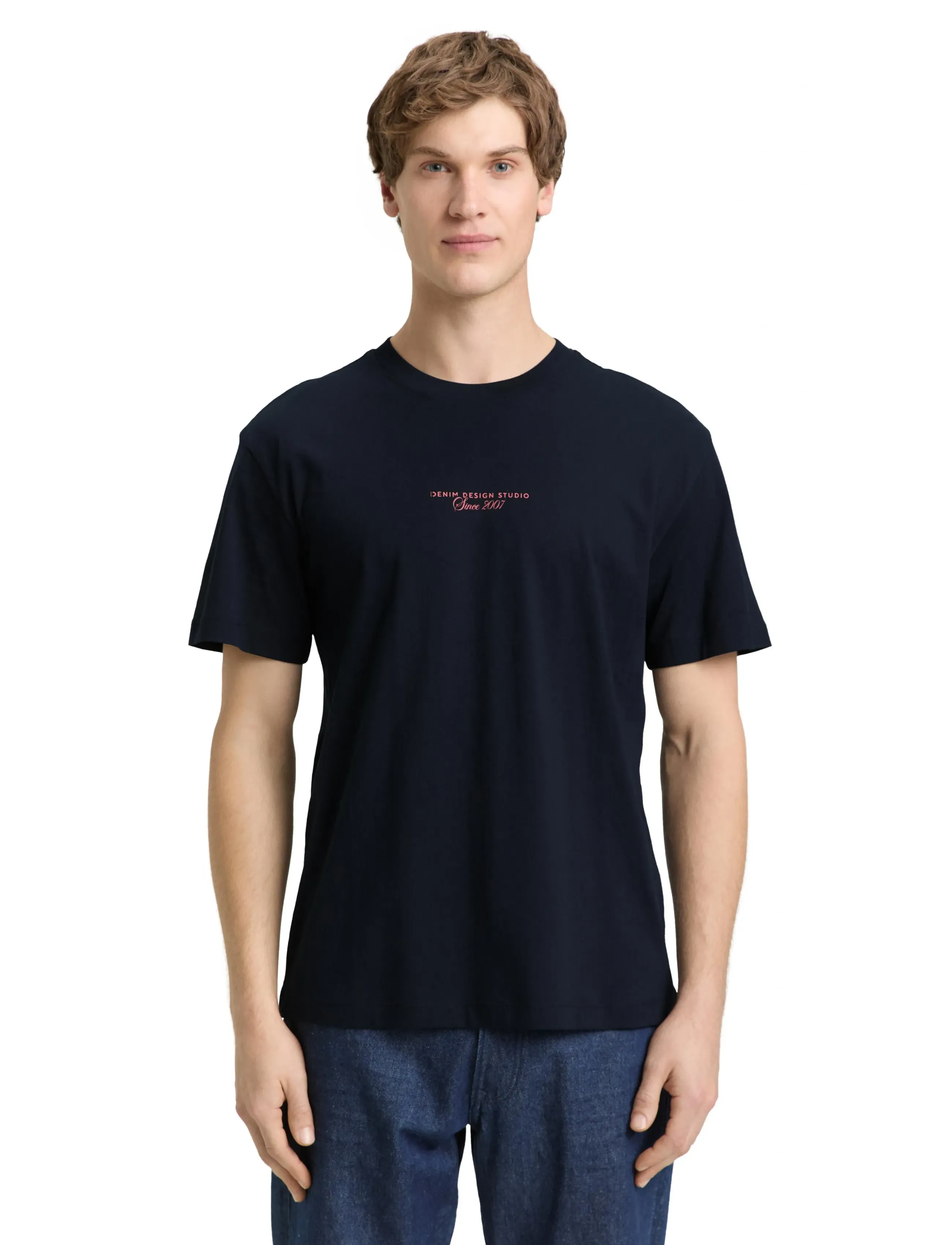 Tom Tailor Relaxed Printed T-Shirt, Mænd, Afslappet Printet T-Shirt, Navy, Str: S