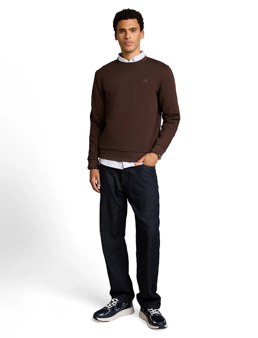 Tom Tailor - solid crew neck sweatshirt - kollektioner - cool dark brown - 0