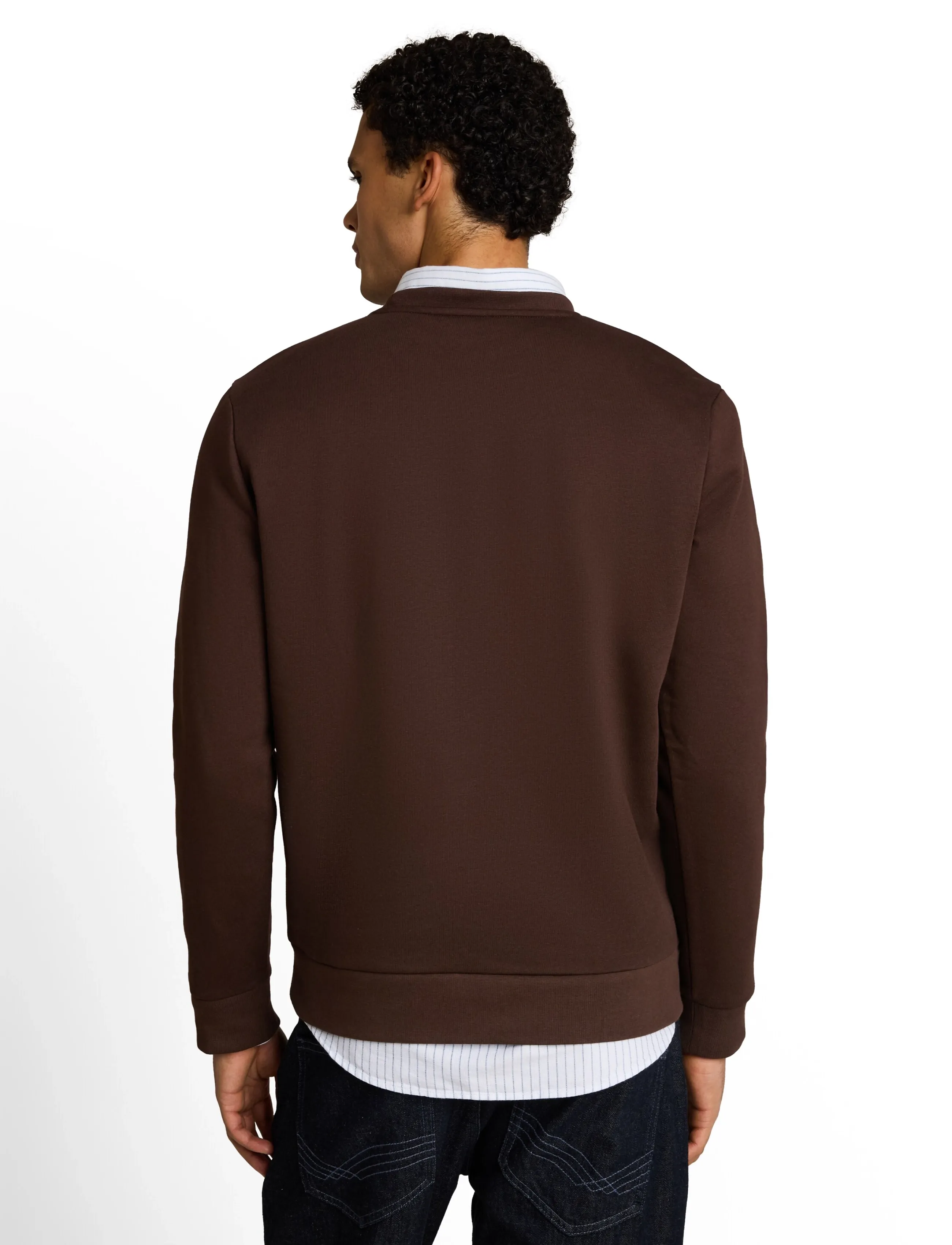 Tom Tailor - solid crew neck sweatshirt - kollektioner - cool dark brown - 3