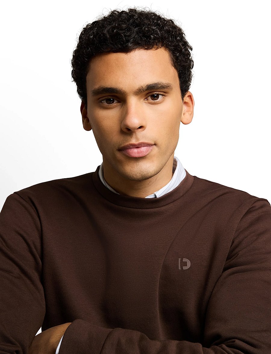 Tom Tailor - solid crew neck sweatshirt - kollektioner - cool dark brown - 4