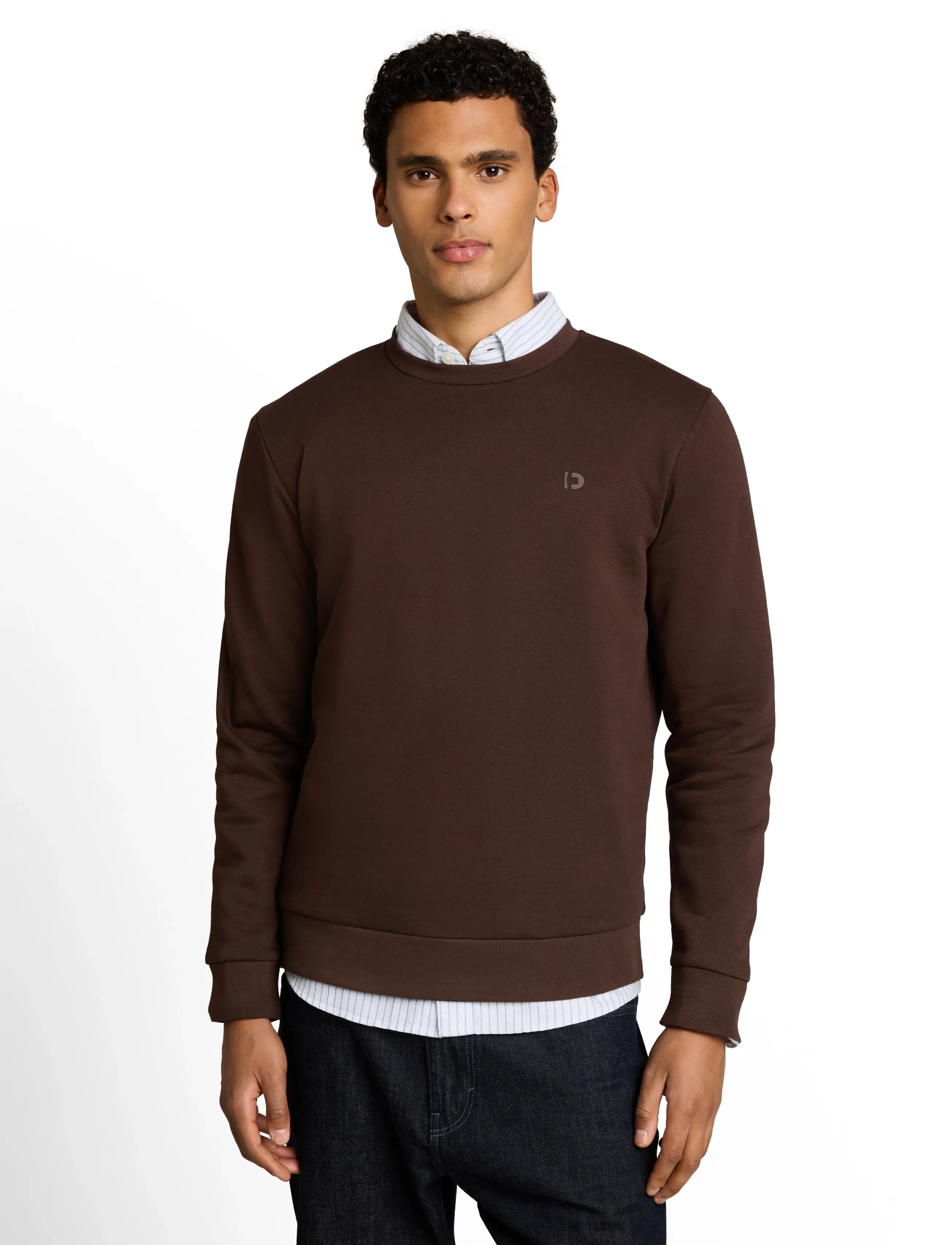 Tom Tailor - solid crew neck sweatshirt - kollektioner - cool dark brown - 5