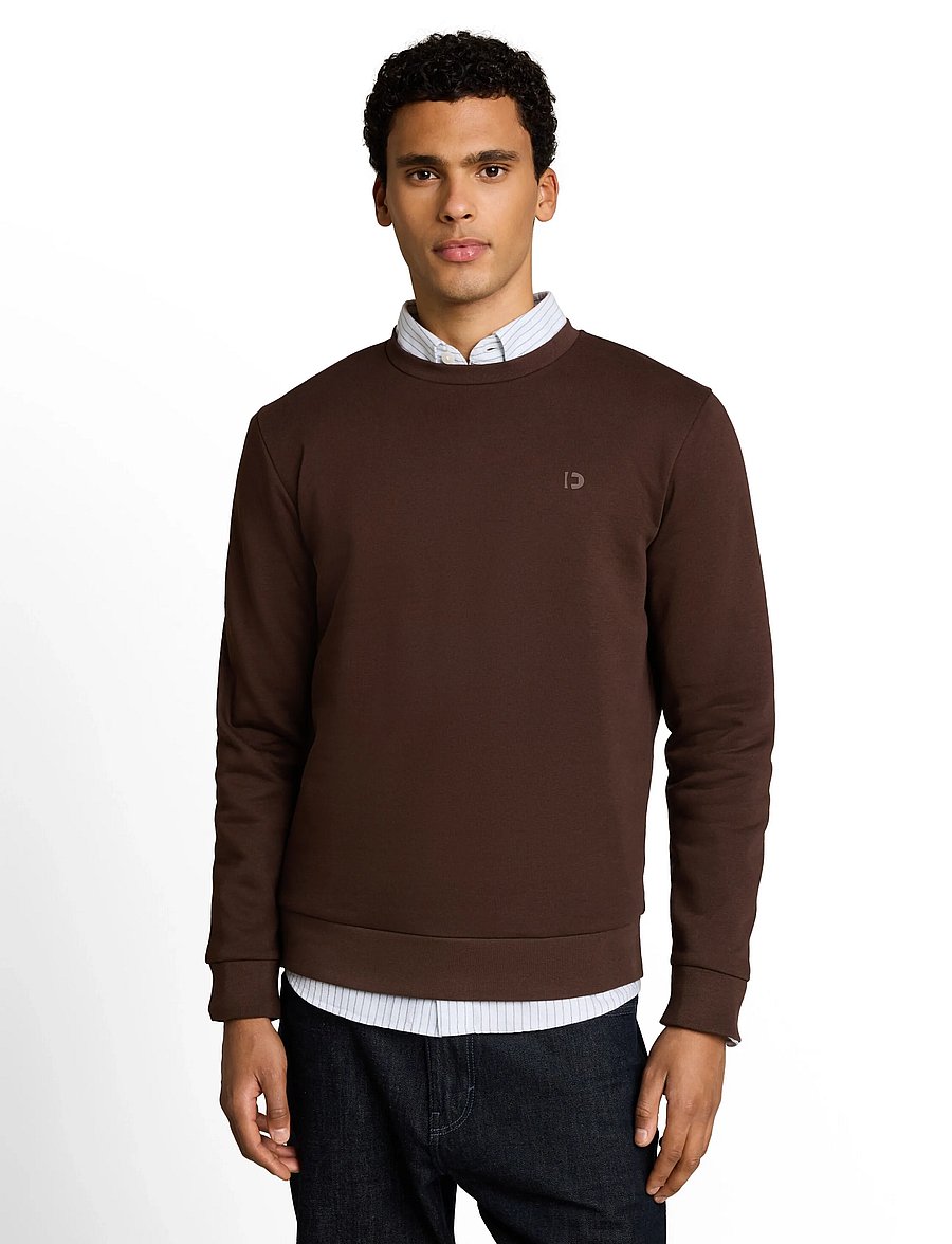 Tom Tailor - solid crew neck sweatshirt - kollektioner - cool dark brown - 5