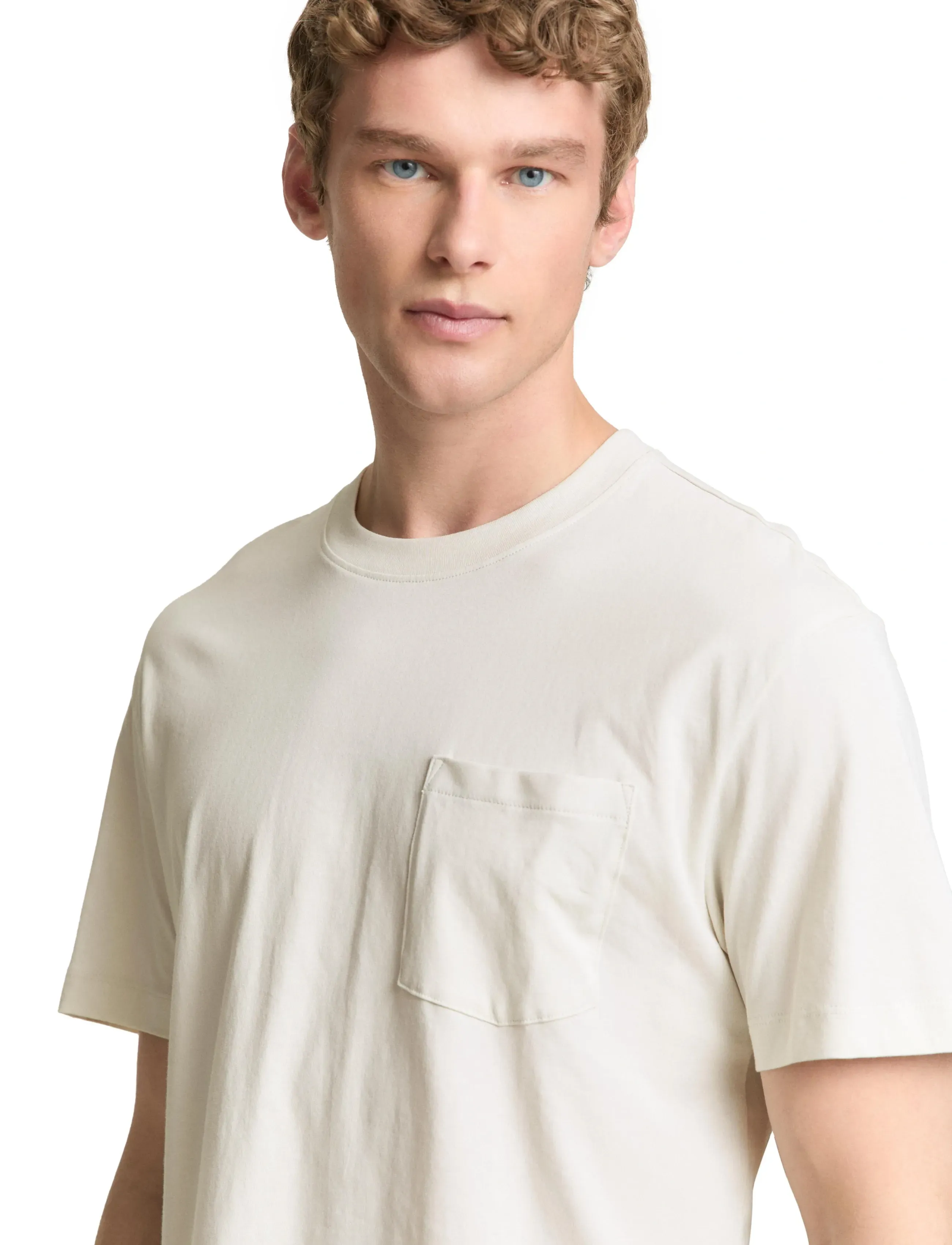 Tom Tailor - relaxed t-shirt with pocket - kortärmade t-shirts - greyish white - 5