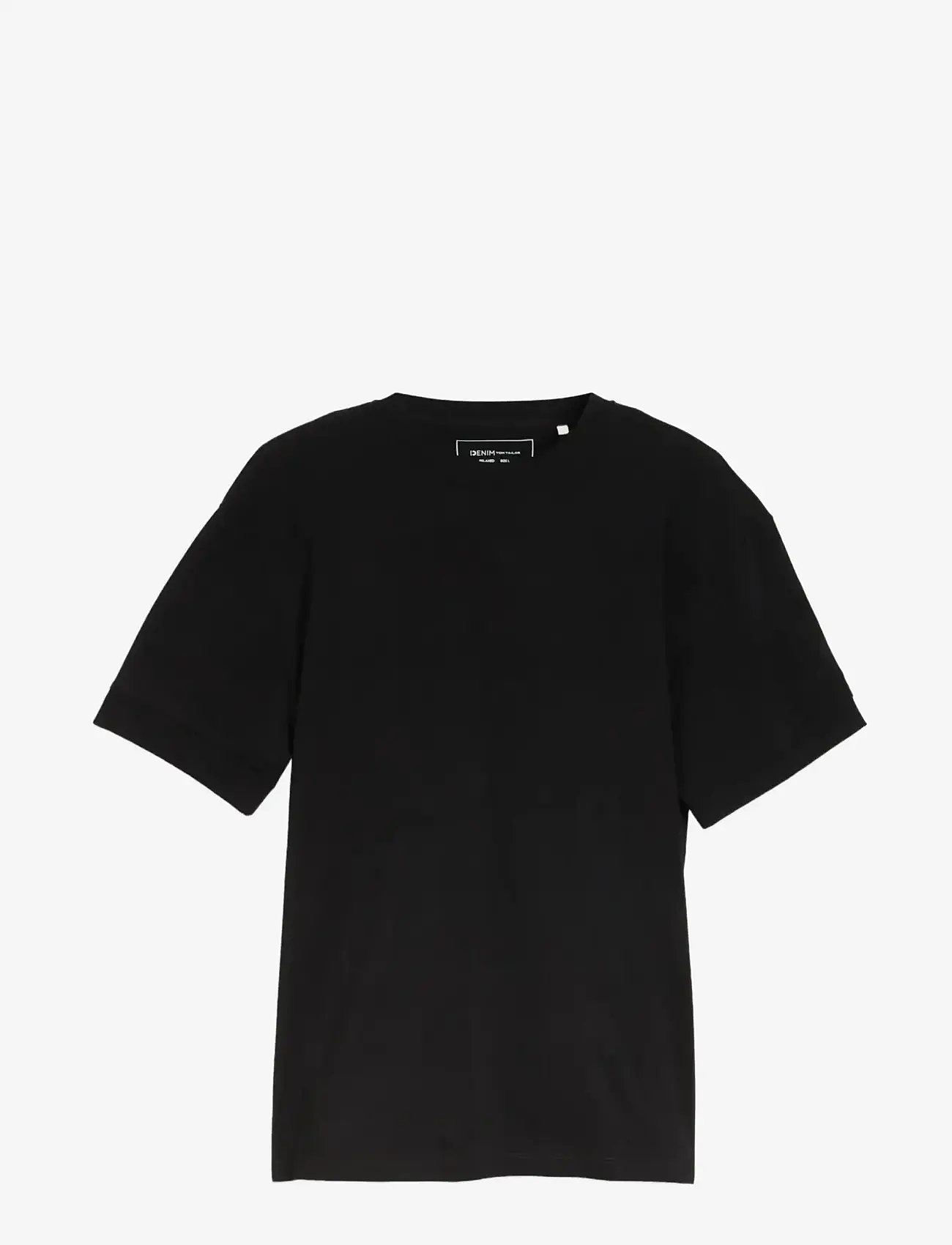 Tom Tailor - relaxed rib sleeve t-shirt - lühikeste varrukatega t-särgid - black - 1