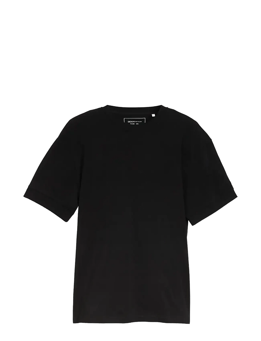 Tom Tailor - relaxed rib sleeve t-shirt - short-sleeved t-shirts - black - 1