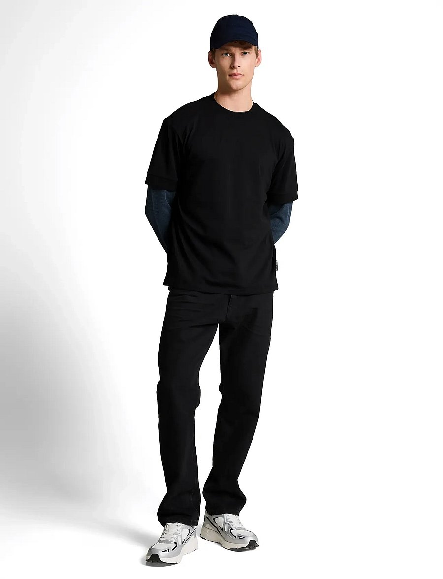 Tom Tailor - relaxed rib sleeve t-shirt - short-sleeved t-shirts - black - 0