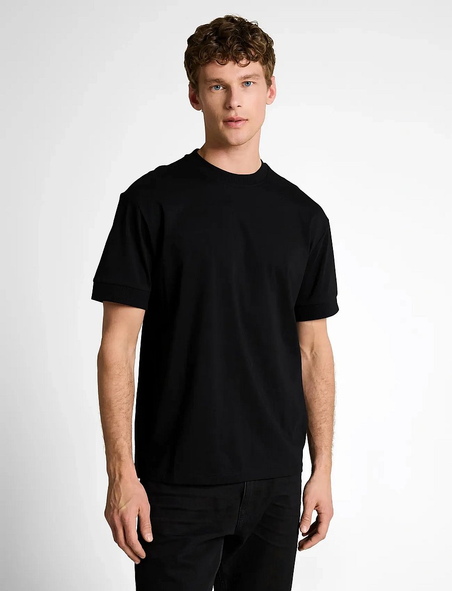 Tom Tailor - relaxed rib sleeve t-shirt - short-sleeved t-shirts - black - 2