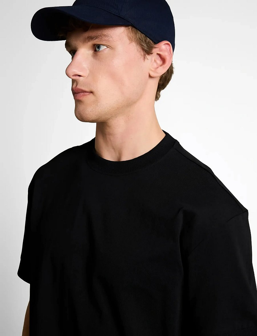 Tom Tailor - relaxed rib sleeve t-shirt - short-sleeved t-shirts - black - 4
