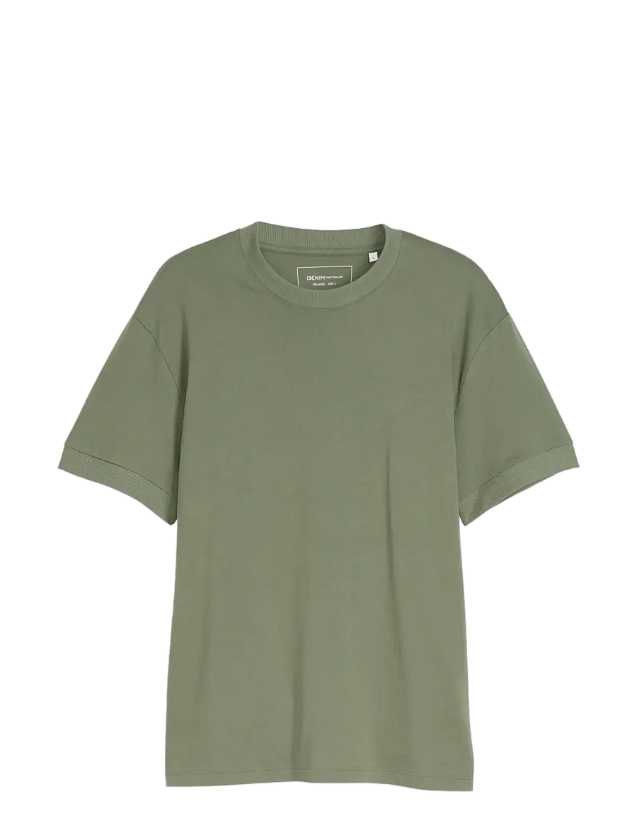 Tom Tailor - relaxed rib sleeve t-shirt - kurzärmelige t-shirts - sea spray - 1