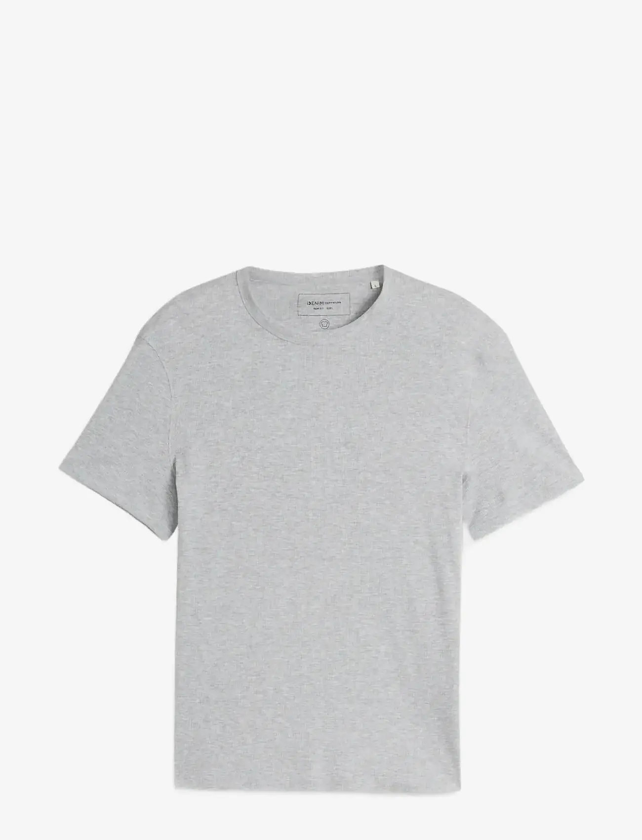 Tom Tailor - slim fit rib t-shirt - kortærmede t-shirts - light stone grey melange - 1