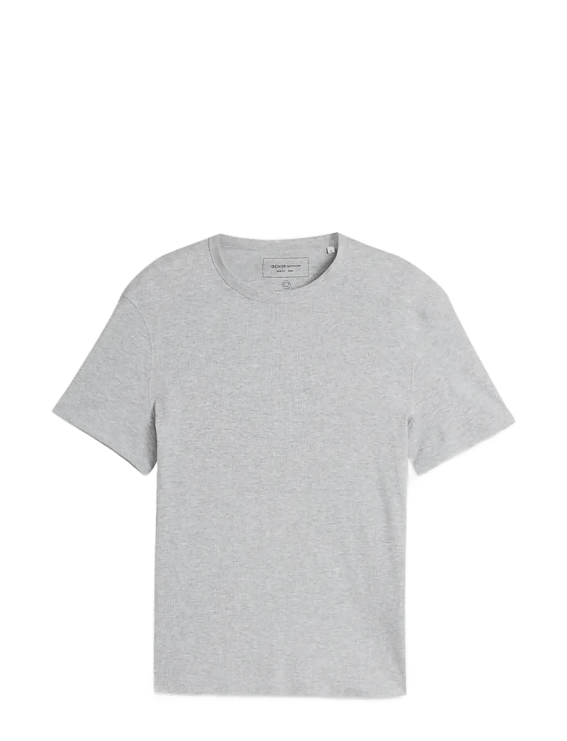Tom Tailor - slim fit rib t-shirt - kortærmede t-shirts - light stone grey melange - 1