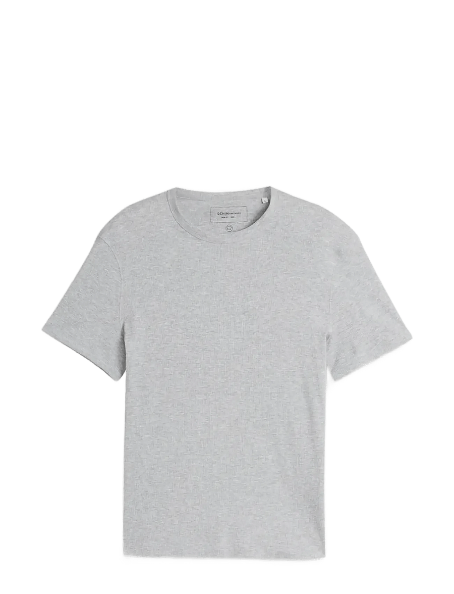 Tom Tailor - slim fit rib t-shirt - kurzärmelig - light stone grey melange - 1