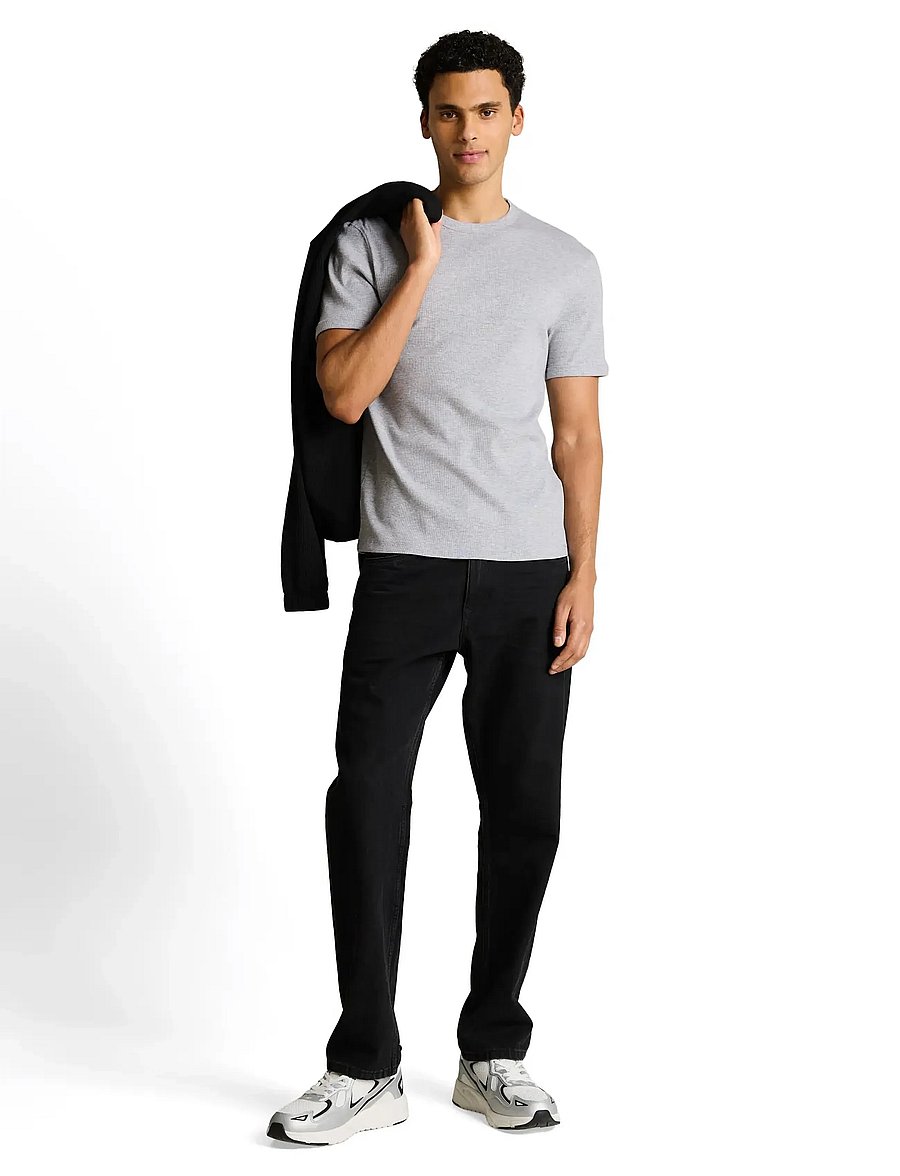 Tom Tailor - slim fit rib t-shirt - kurzärmelig - light stone grey melange - 0