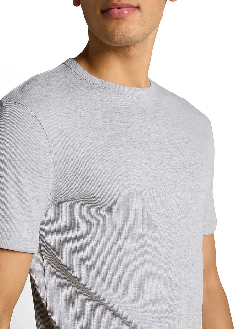 Tom Tailor - slim fit rib t-shirt - kortærmede t-shirts - light stone grey melange - 4