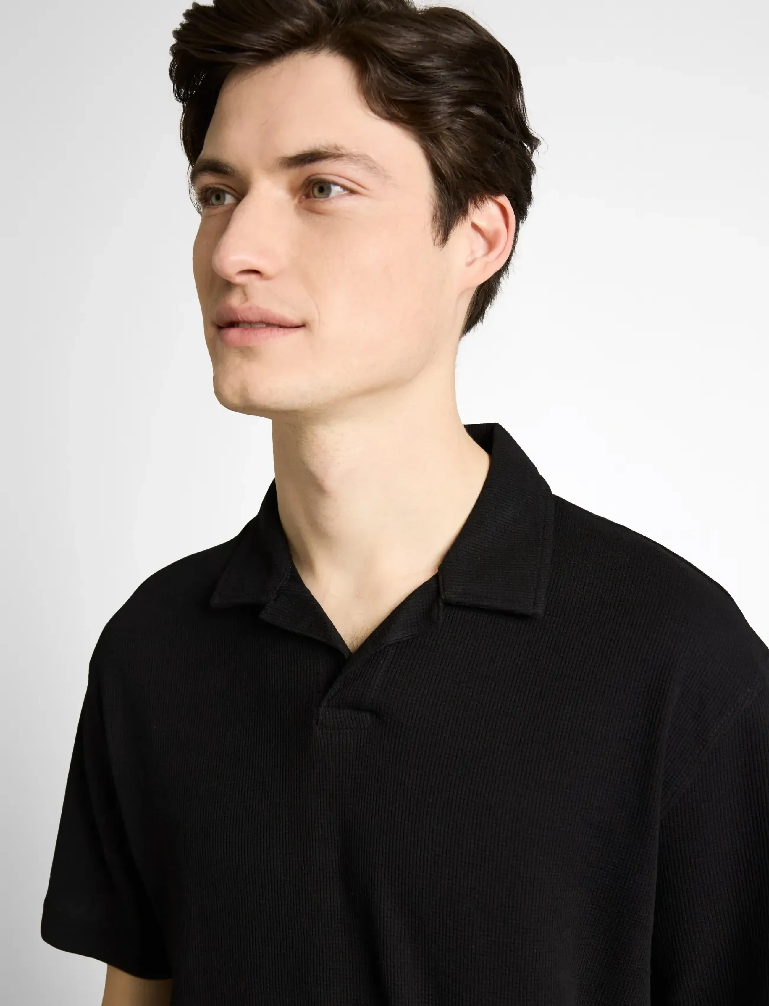 Tom Tailor - relaxed structured polo - short-sleeved polos - black - 4