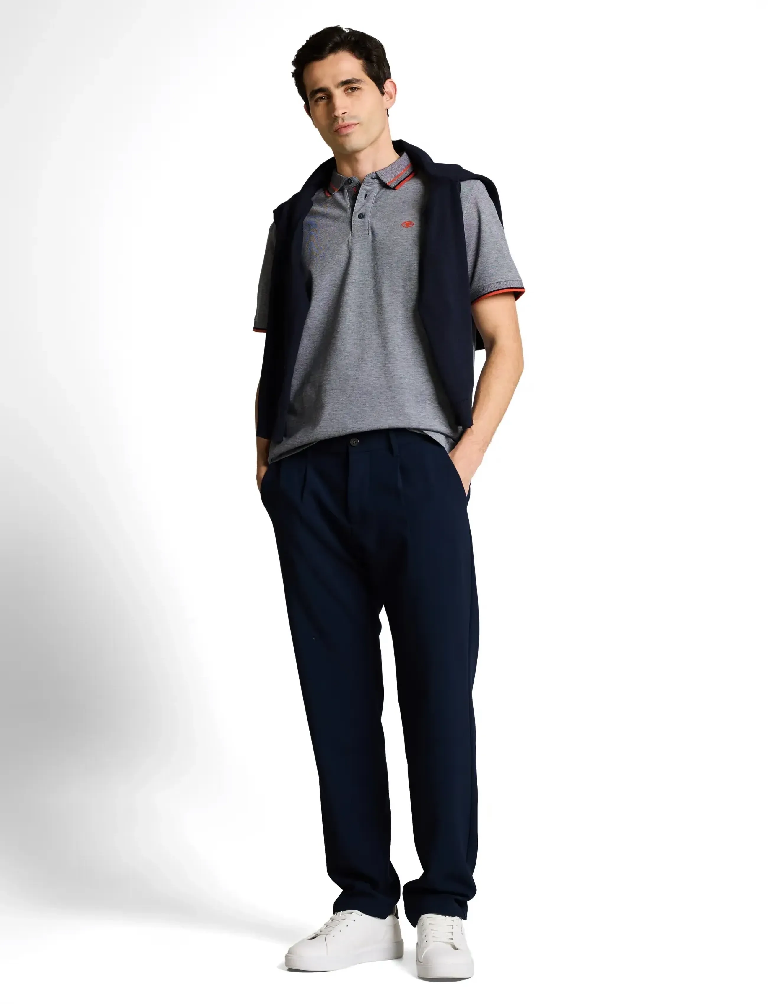 Tom Tailor Printed Polo, M, Grey, Poloer > Kortærmede, Herre