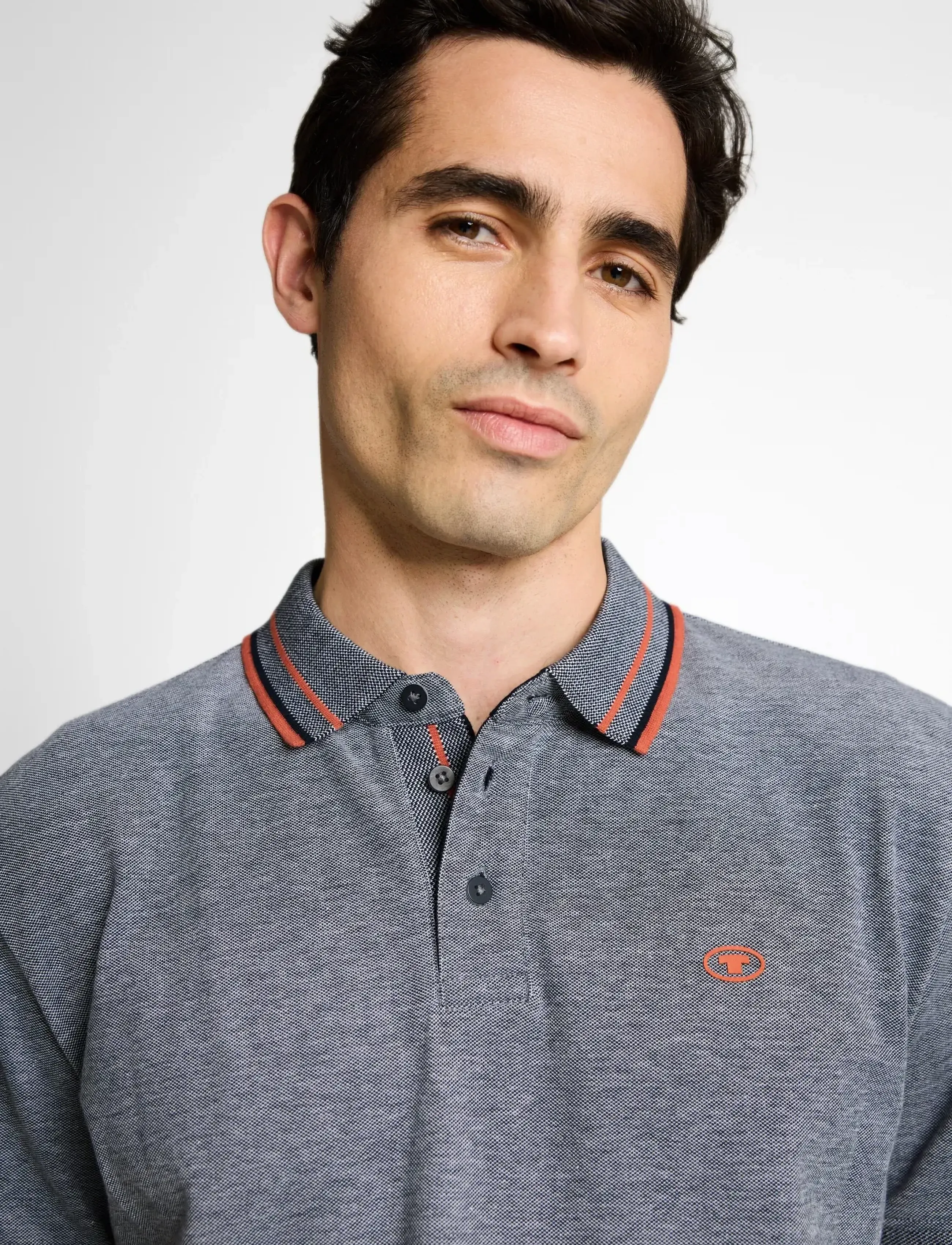 Tom Tailor - printed polo - laveste priser - navy white two tone pique - 3