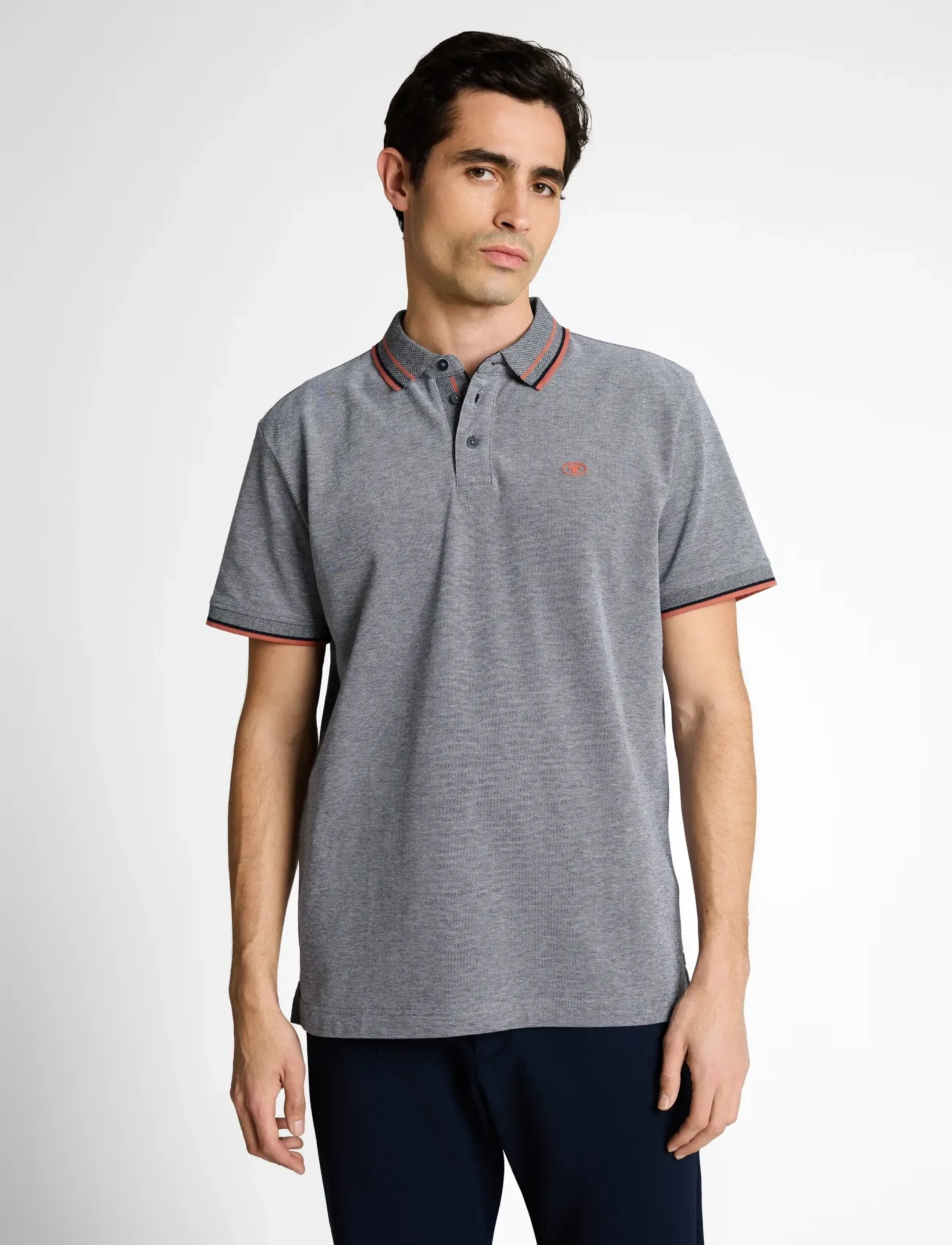 Tom Tailor - printed polo - laveste priser - navy white two tone pique - 4