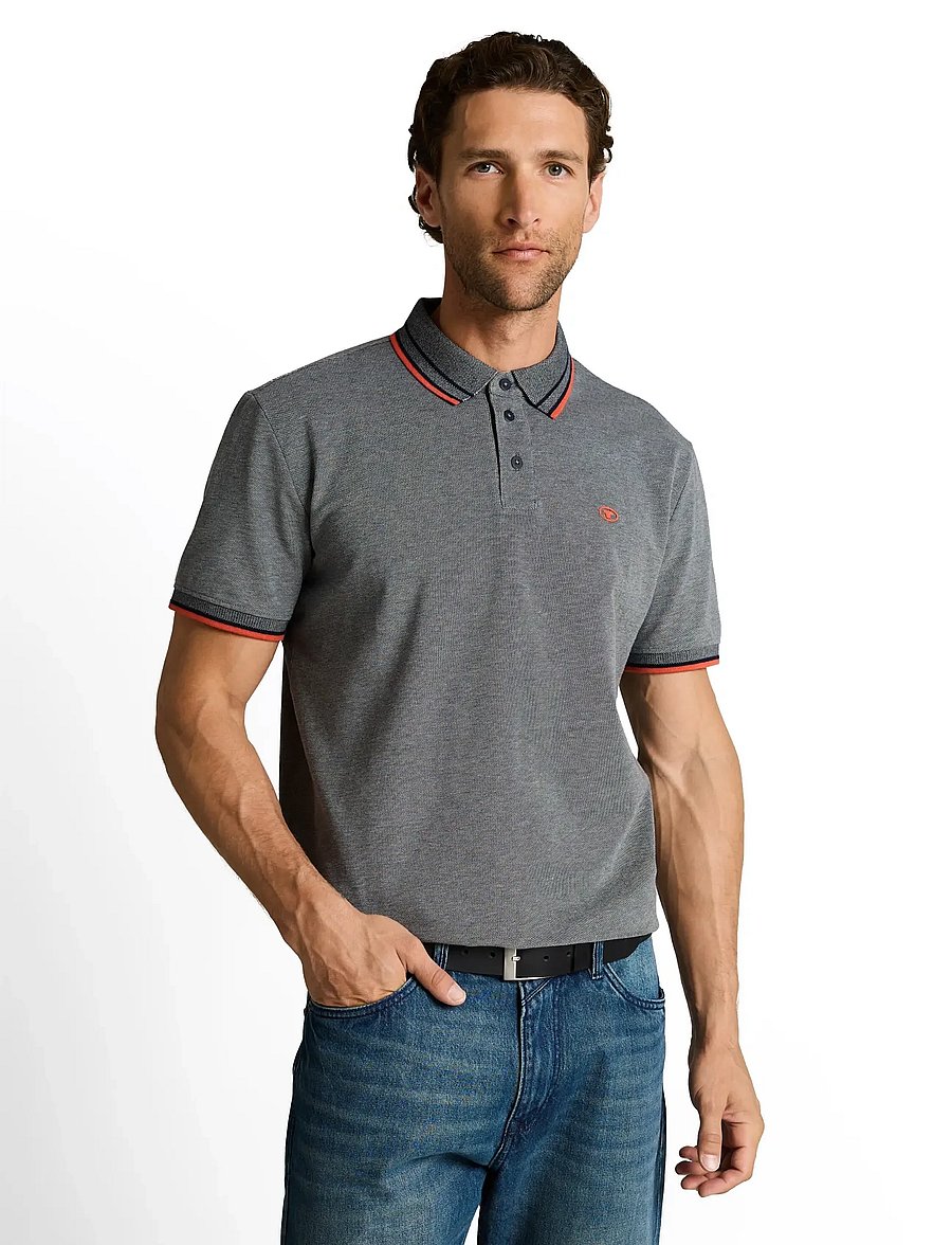 Tom Tailor - printed polo - kurzärmelig - greyish green two tone pique - 4