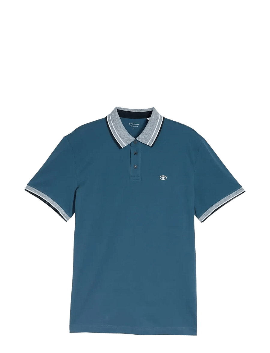 Tom Tailor - printed polo - kurzärmelig - real teal blue - 1