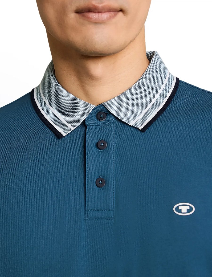 Tom Tailor - printed polo - kurzärmelig - real teal blue - 4