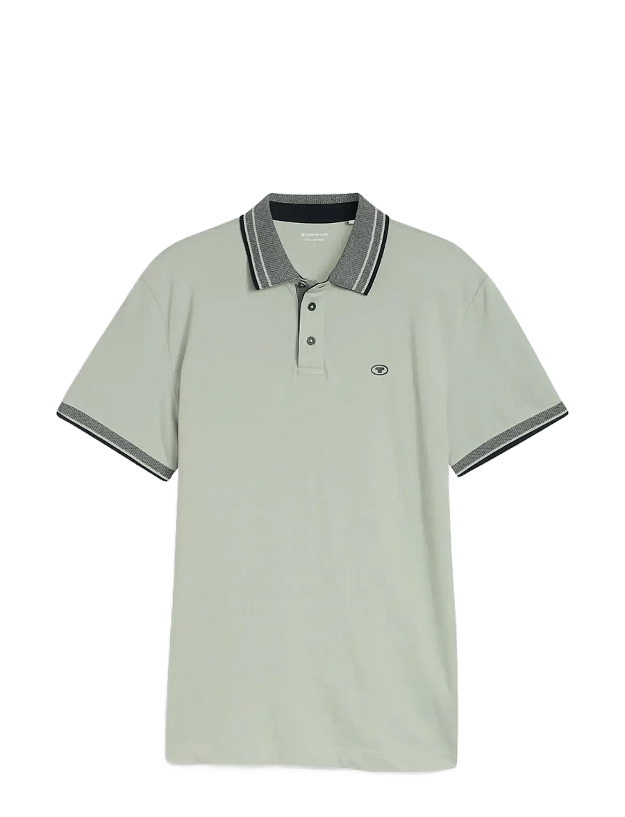 Tom Tailor - printed polo - short-sleeved polos - soft greyish green - 1
