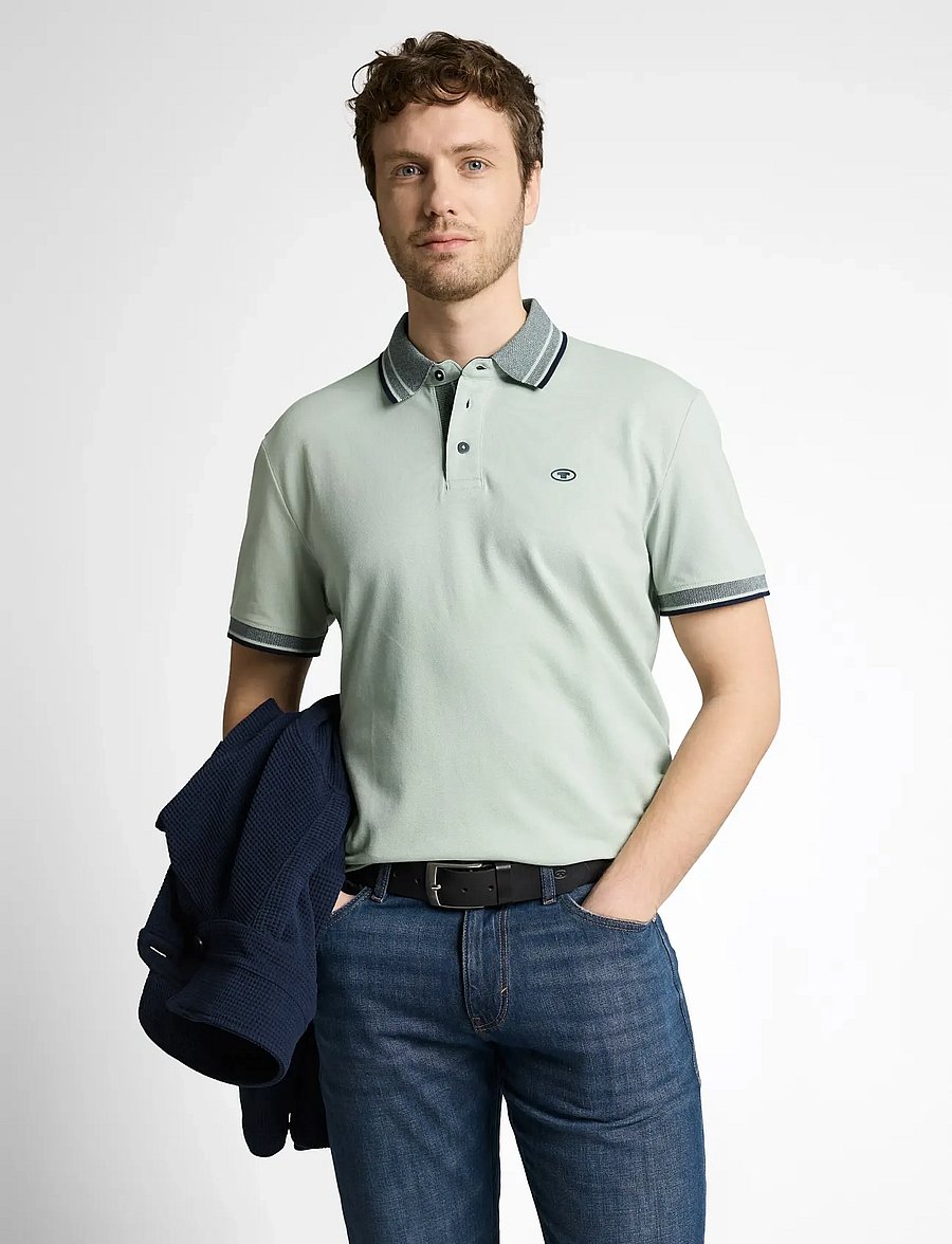 Tom Tailor - printed polo - short-sleeved polos - soft greyish green - 3