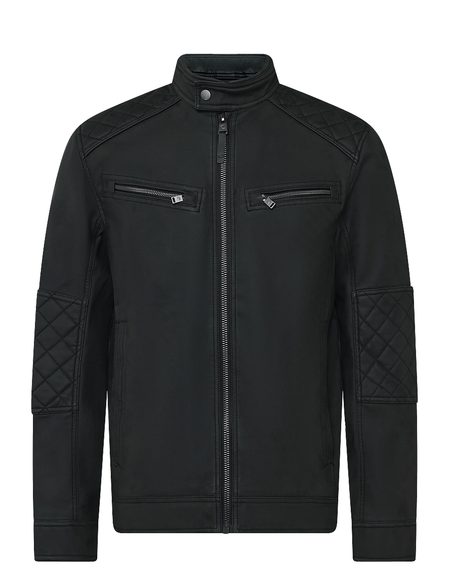 Tom Tailor - faux velour touch leather jacket - frühlingsjacken - black - 1