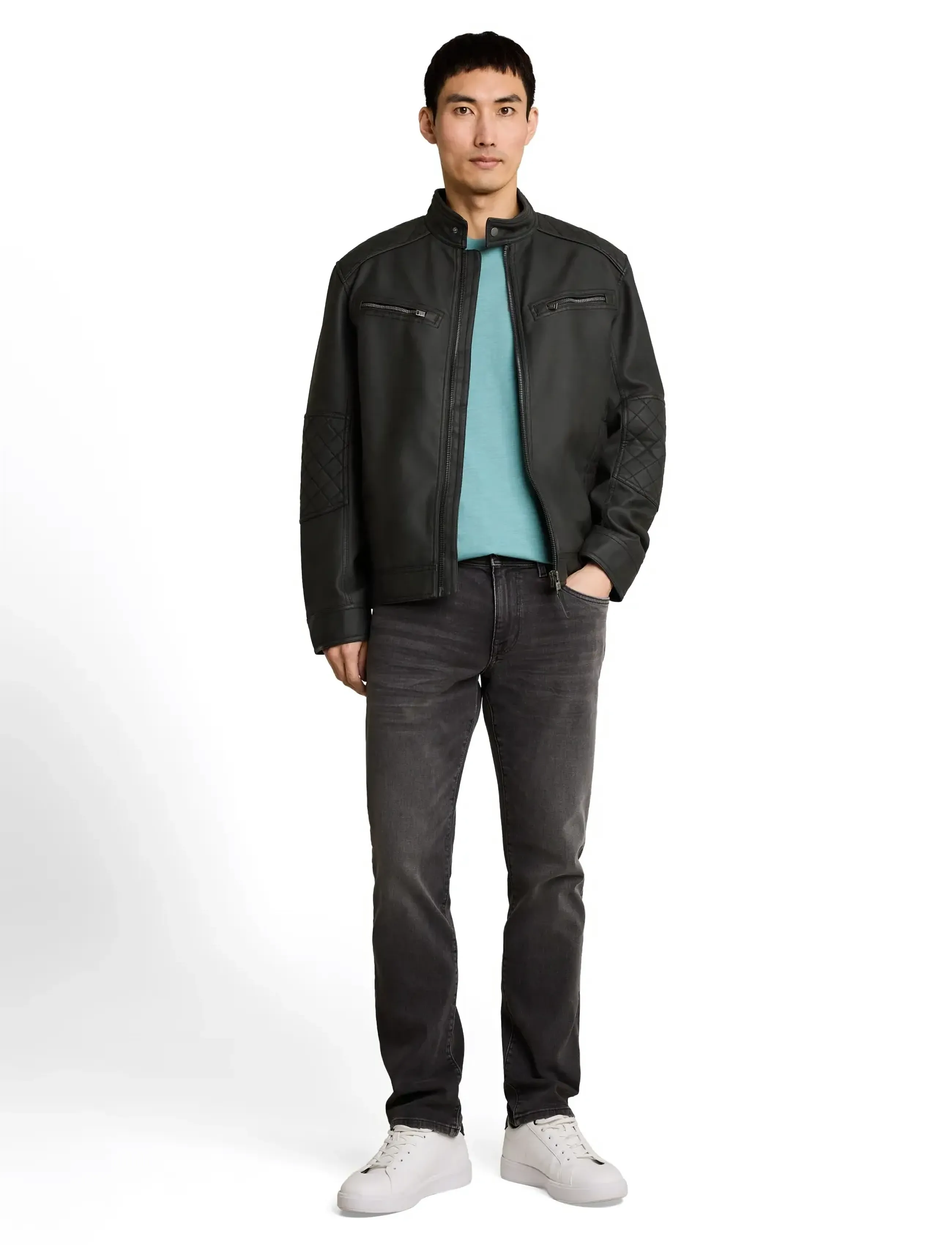 Tom Tailor Faux Velour Touch Leather Jacket, XL, Black, Jakker > Læder, Herre