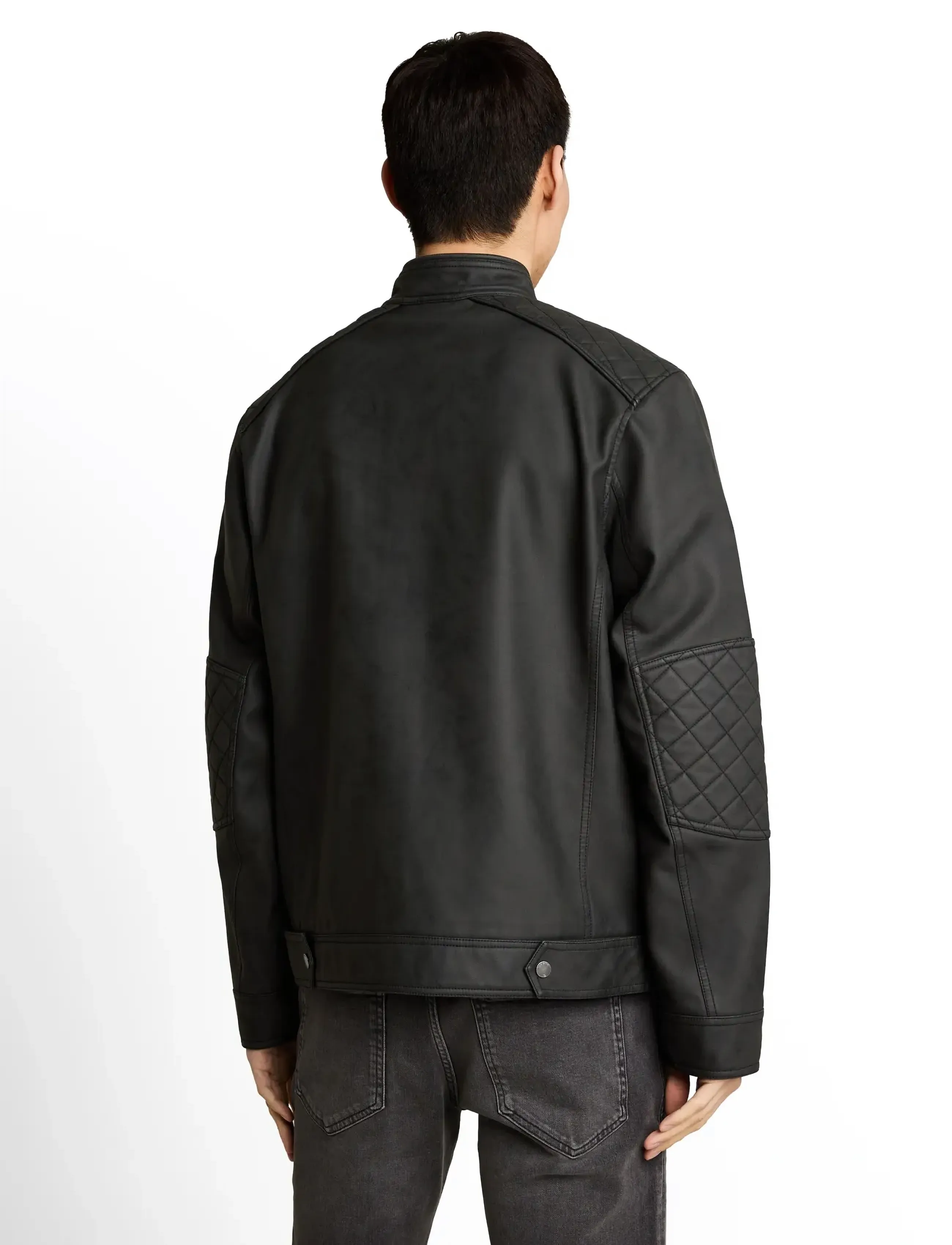 Tom Tailor - faux velour touch leather jacket - frühlingsjacken - black - 3