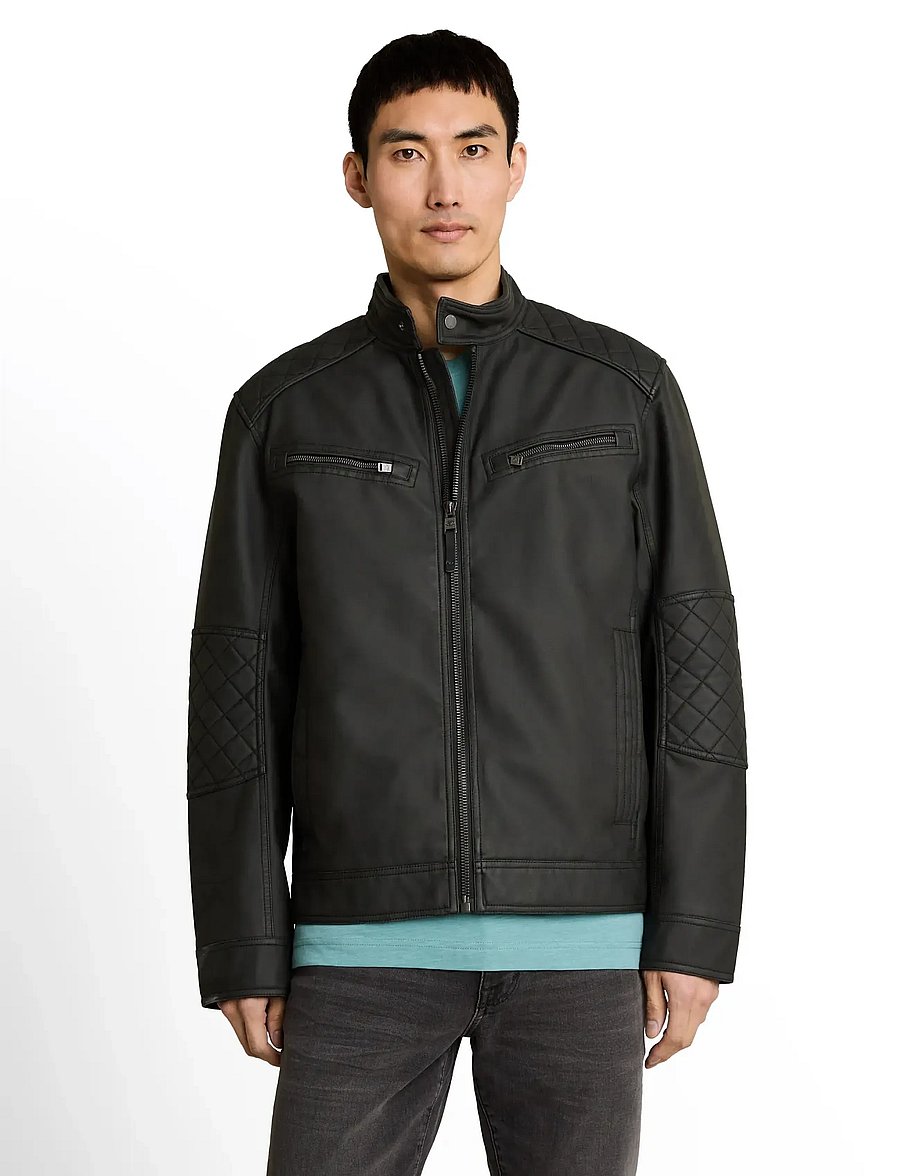 Tom Tailor - faux velour touch leather jacket - frühlingsjacken - black - 5