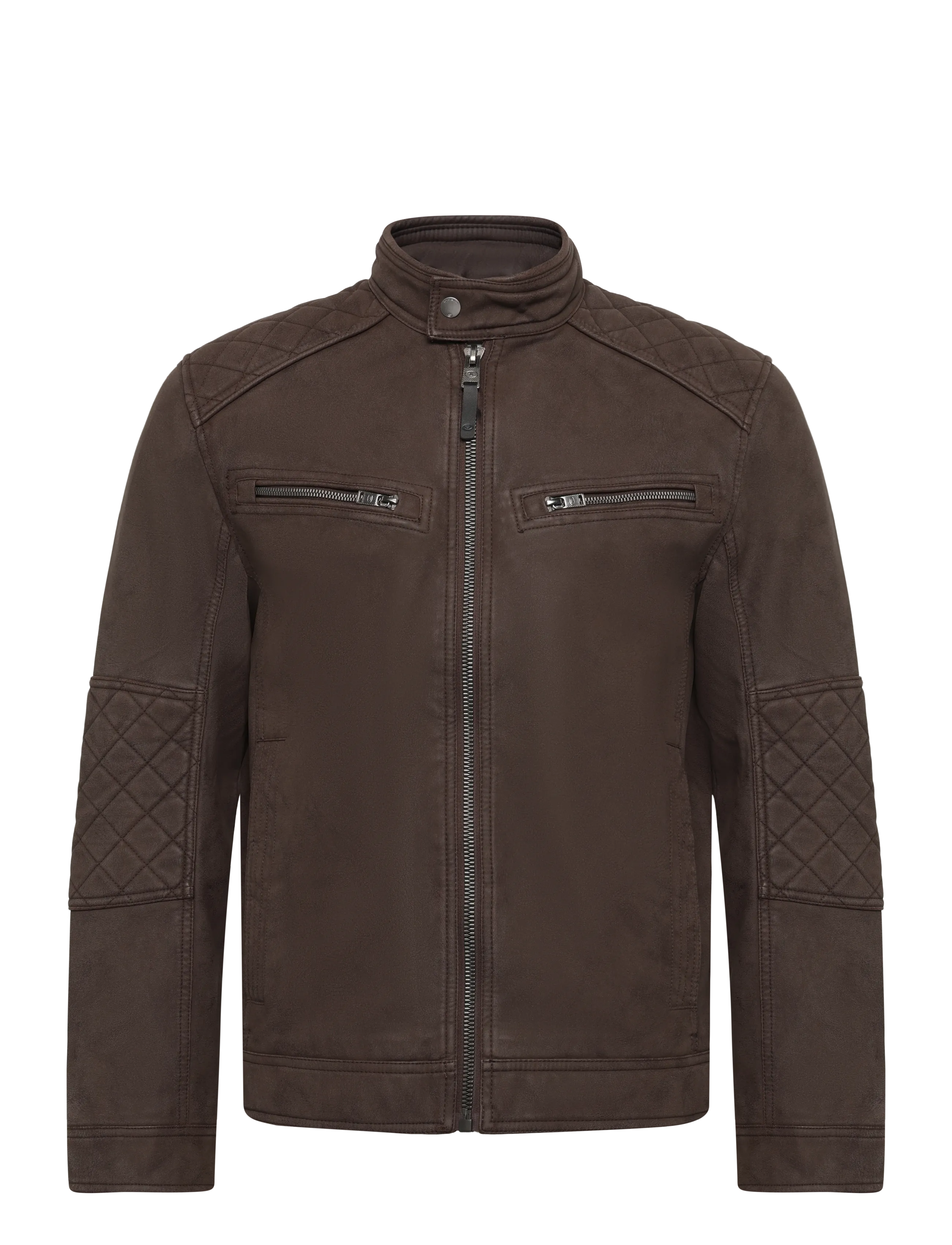 Tom Tailor faux velour touch leather jacket - Jacken - JAVA DARK BROWN / brown
