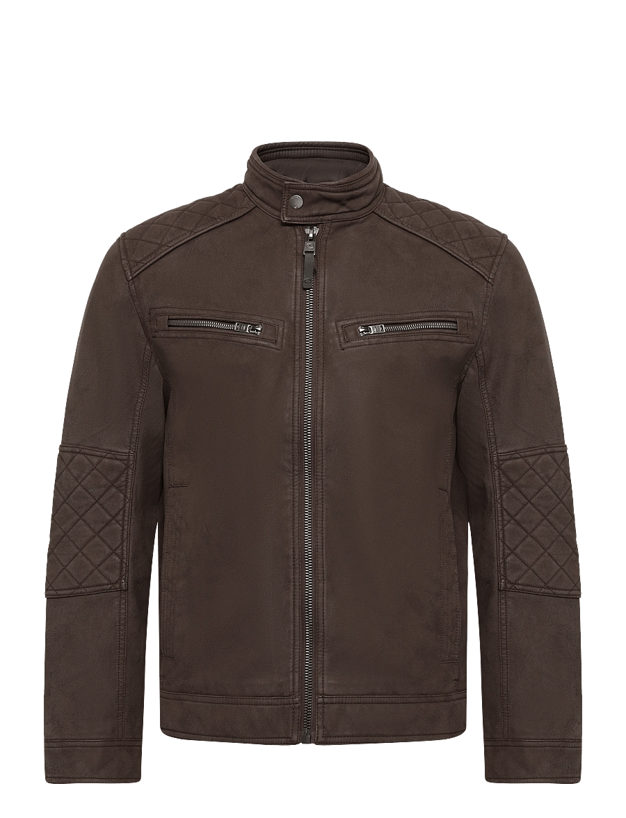 Tom Tailor - faux velour touch leather jacket - frühlingsjacken - java dark brown - 0