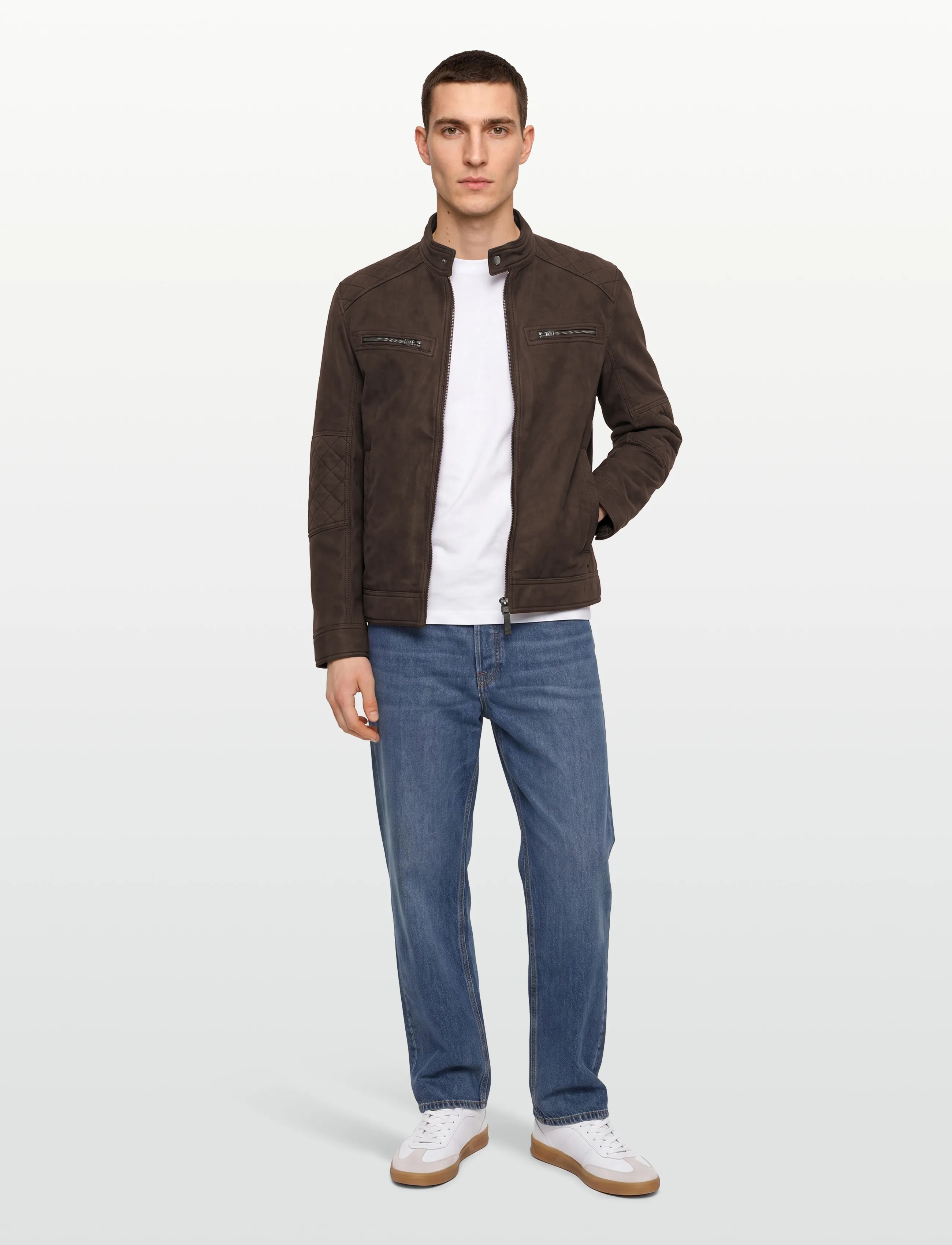Tom Tailor Faux Velour Touch Leather Jacket, XXL, Jackets, Braun - Leather, Männerswear