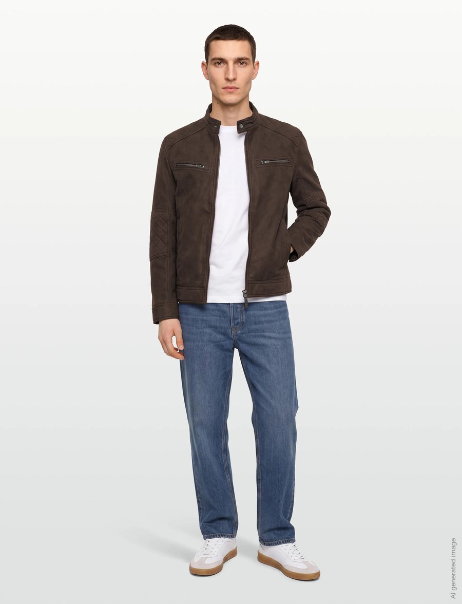 Tom Tailor - faux velour touch leather jacket - frühlingsjacken - java dark brown - 0