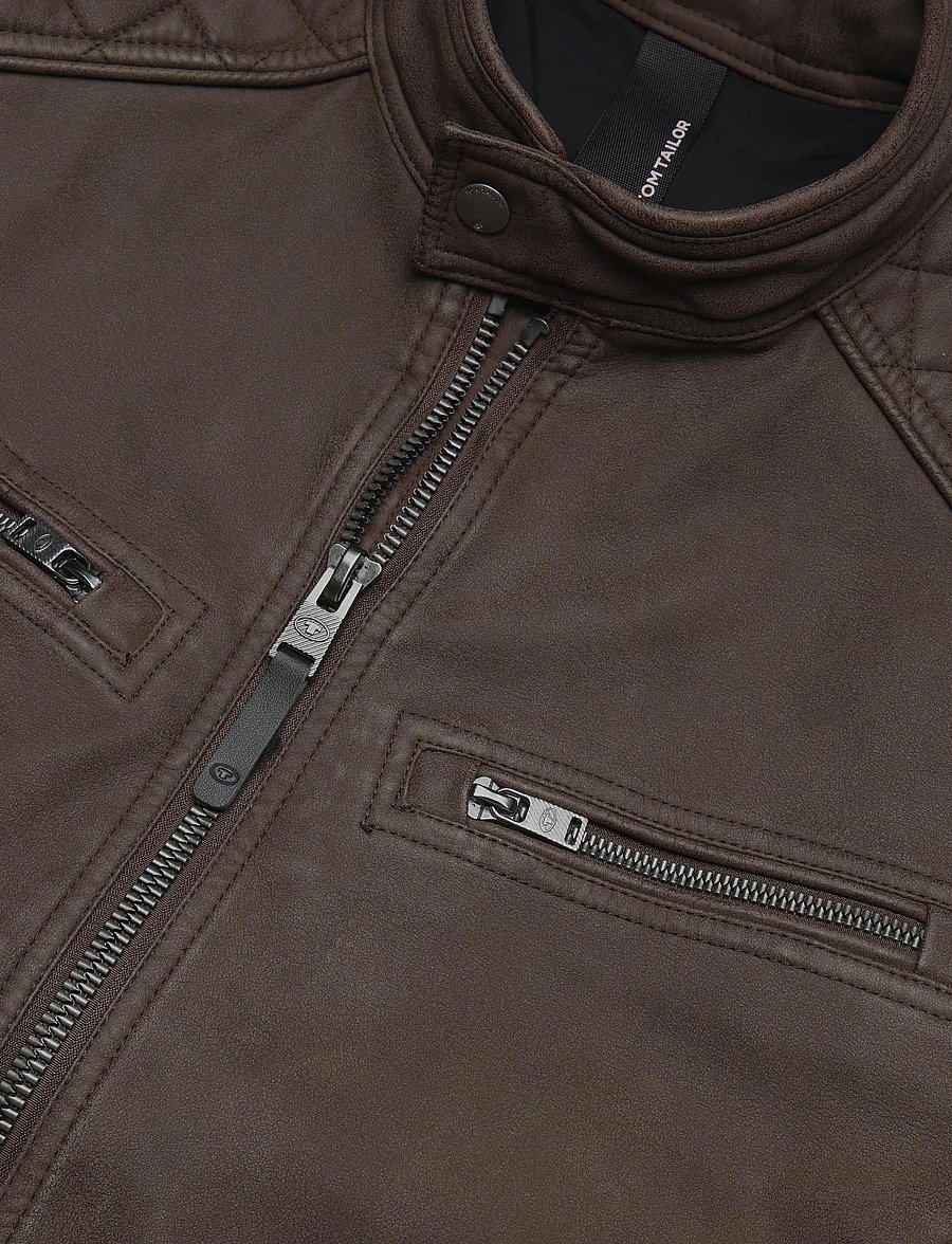 Tom Tailor - faux velour touch leather jacket - frühlingsjacken - java dark brown - 2