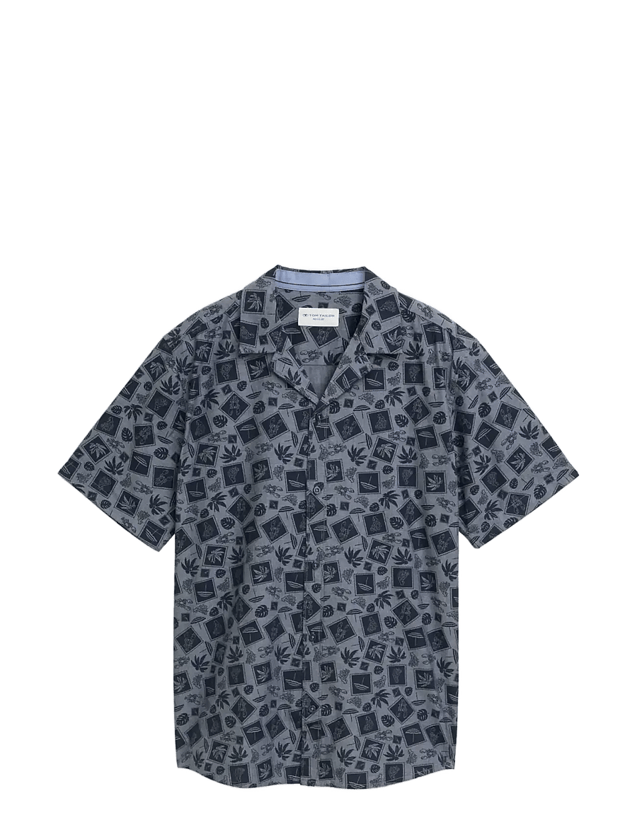 Tom Tailor - printed oxford shirt - krekli ar rakstu - navy tonal design - 1