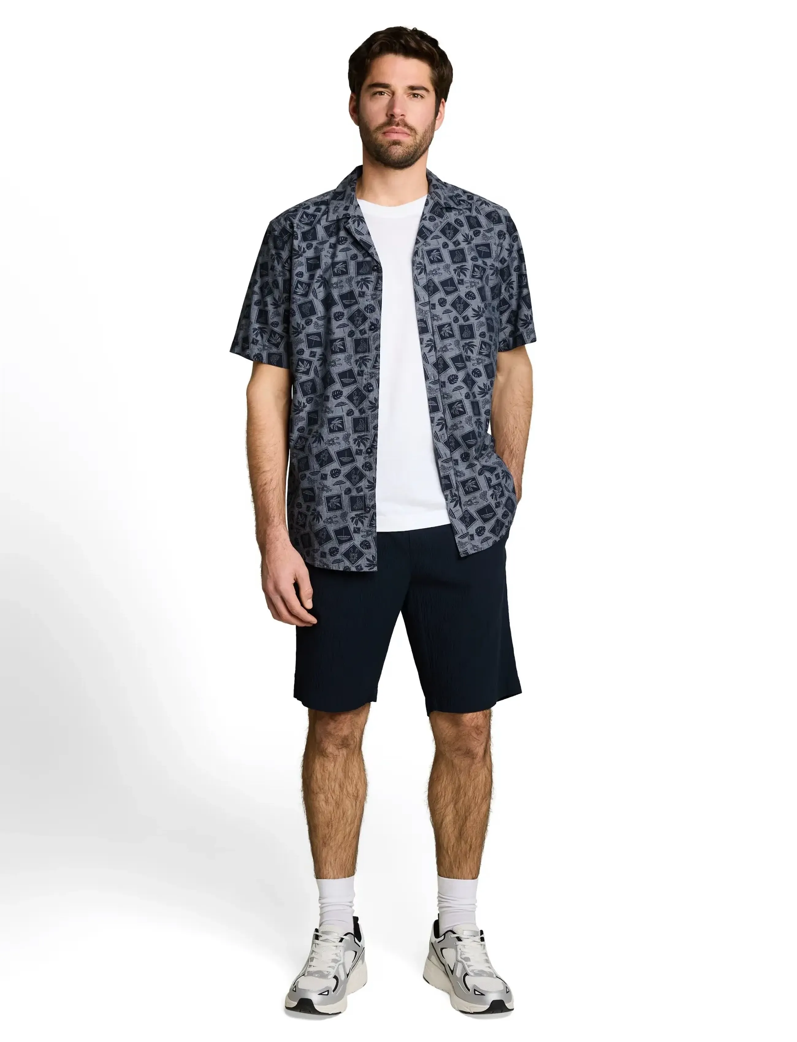 Tom Tailor Printed Oxford Shirt, Mænd, Printet Oxford Skjorte, Multi/mønstret, Str: L