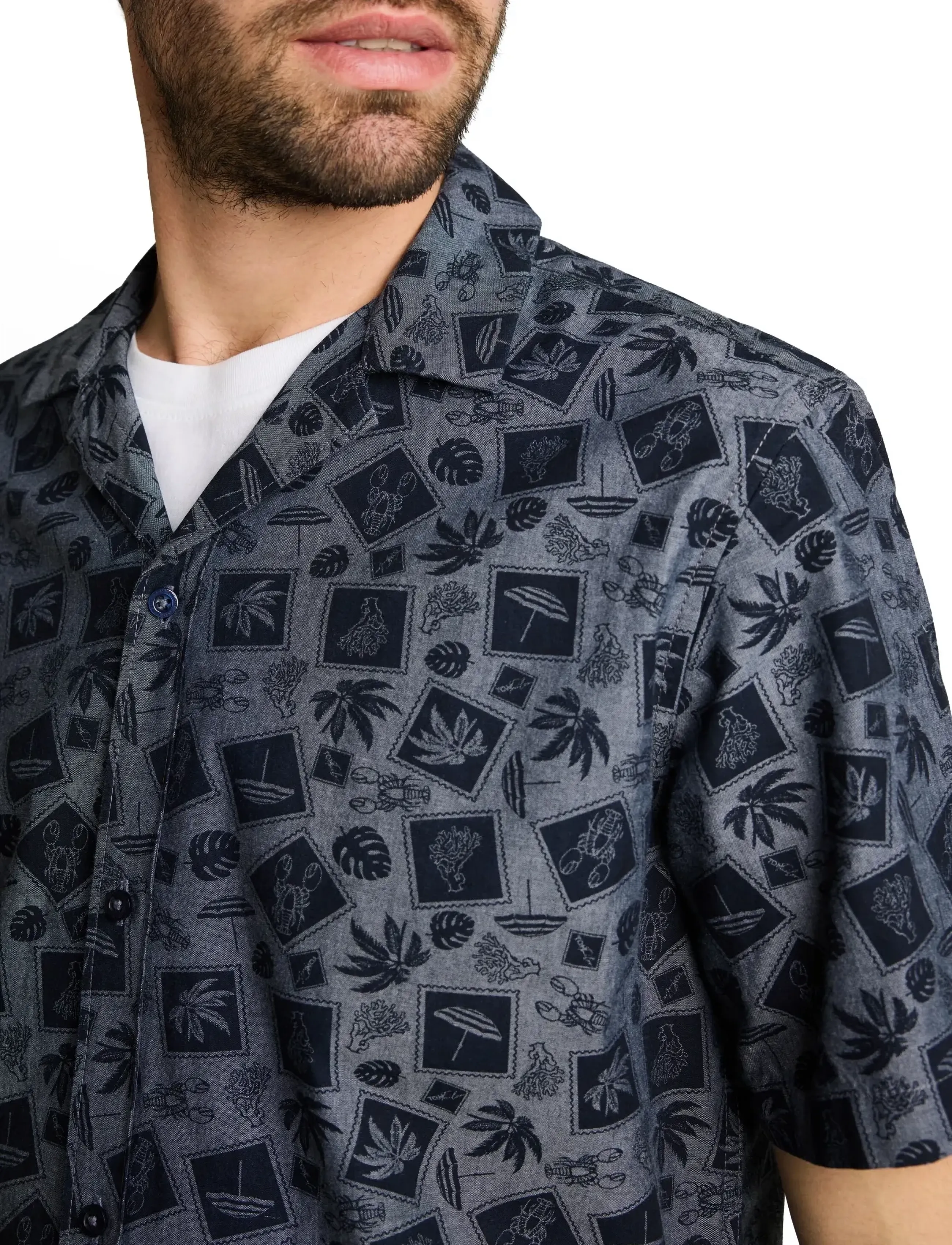 Tom Tailor - printed oxford shirt - krekli ar rakstu - navy tonal design - 4