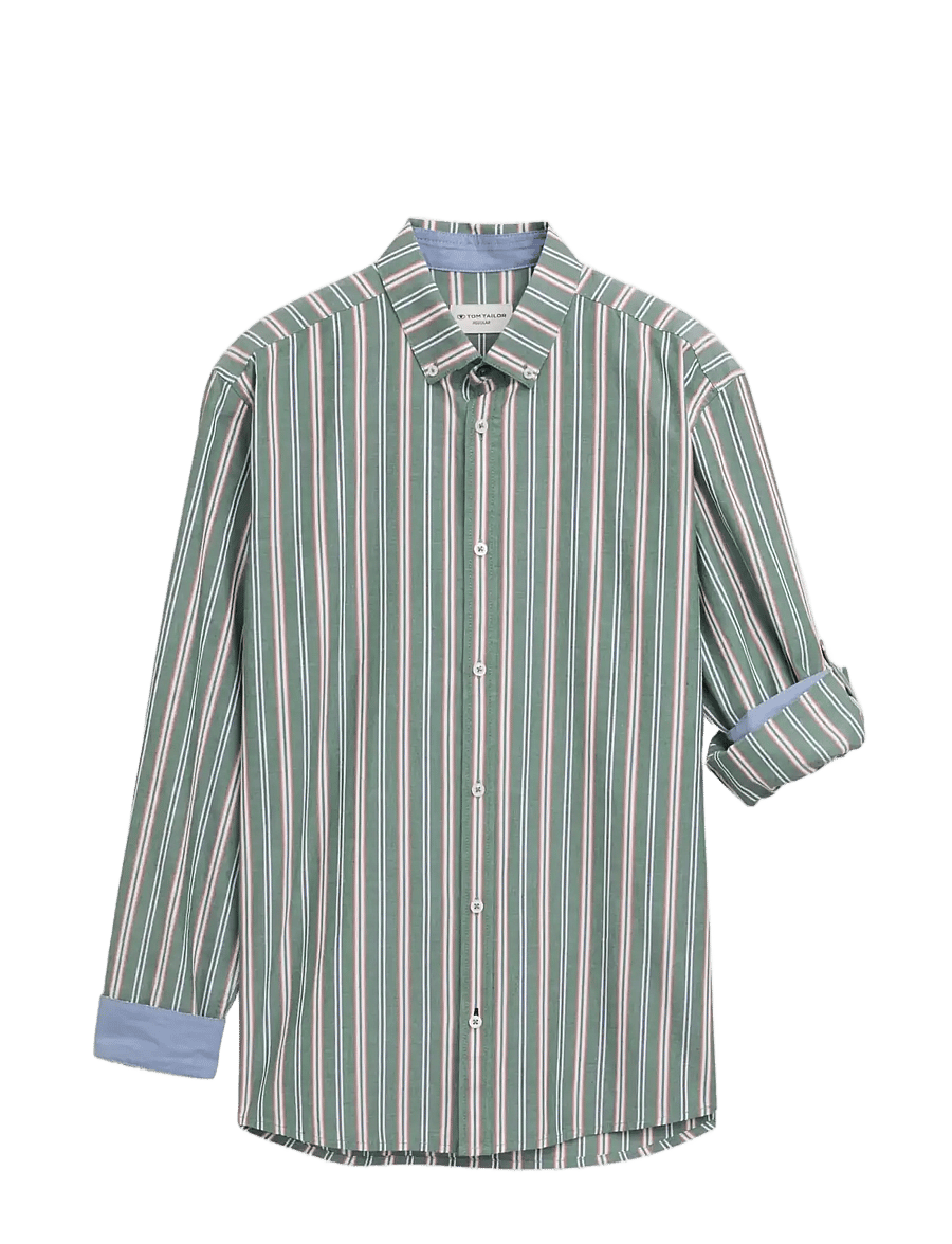 Tom Tailor - colorful striped oxford shirt - oxford skjorter - garden green colorful stripe - 1