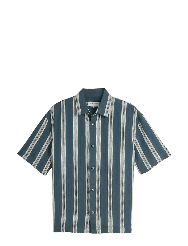 Tom Tailor - loose heavy structured striped shir - striped shirts - tide petrol big stripe - 1